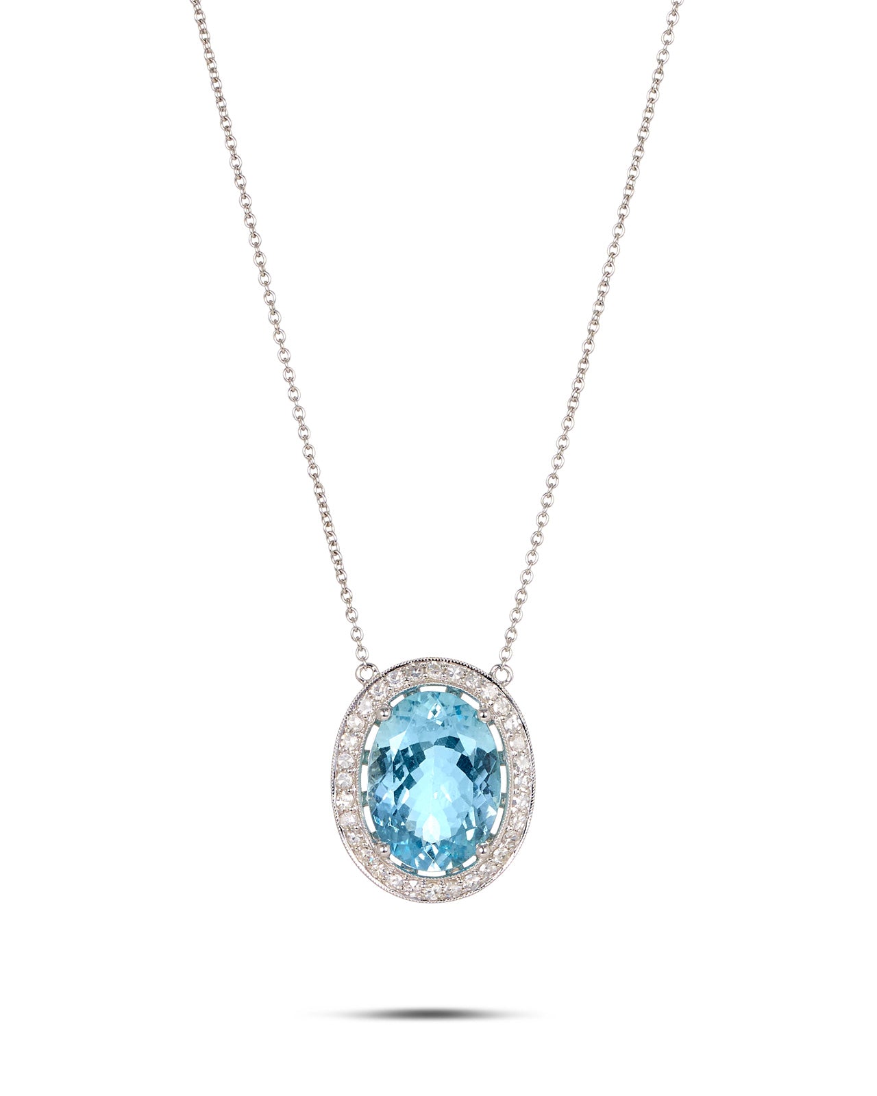 Modern 6.70 carat Aquamarine & Diamond Pendant in 18ct white gold