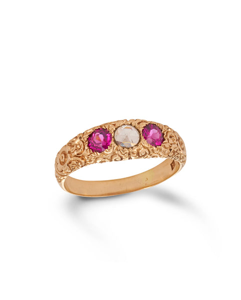 Vintage Garnet & Rose Cut Diamond Ring