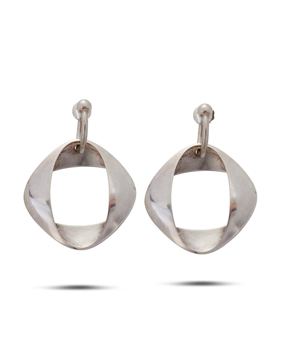 Vintage Silver Earrings, Georg Jensen. Designer Henning Koppel, Pattern #190.