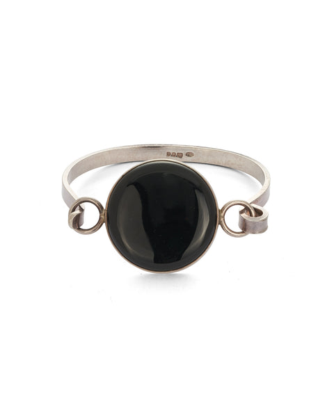Modernist Sterling Silver & Onyx Bangle, Daedalus Ltd