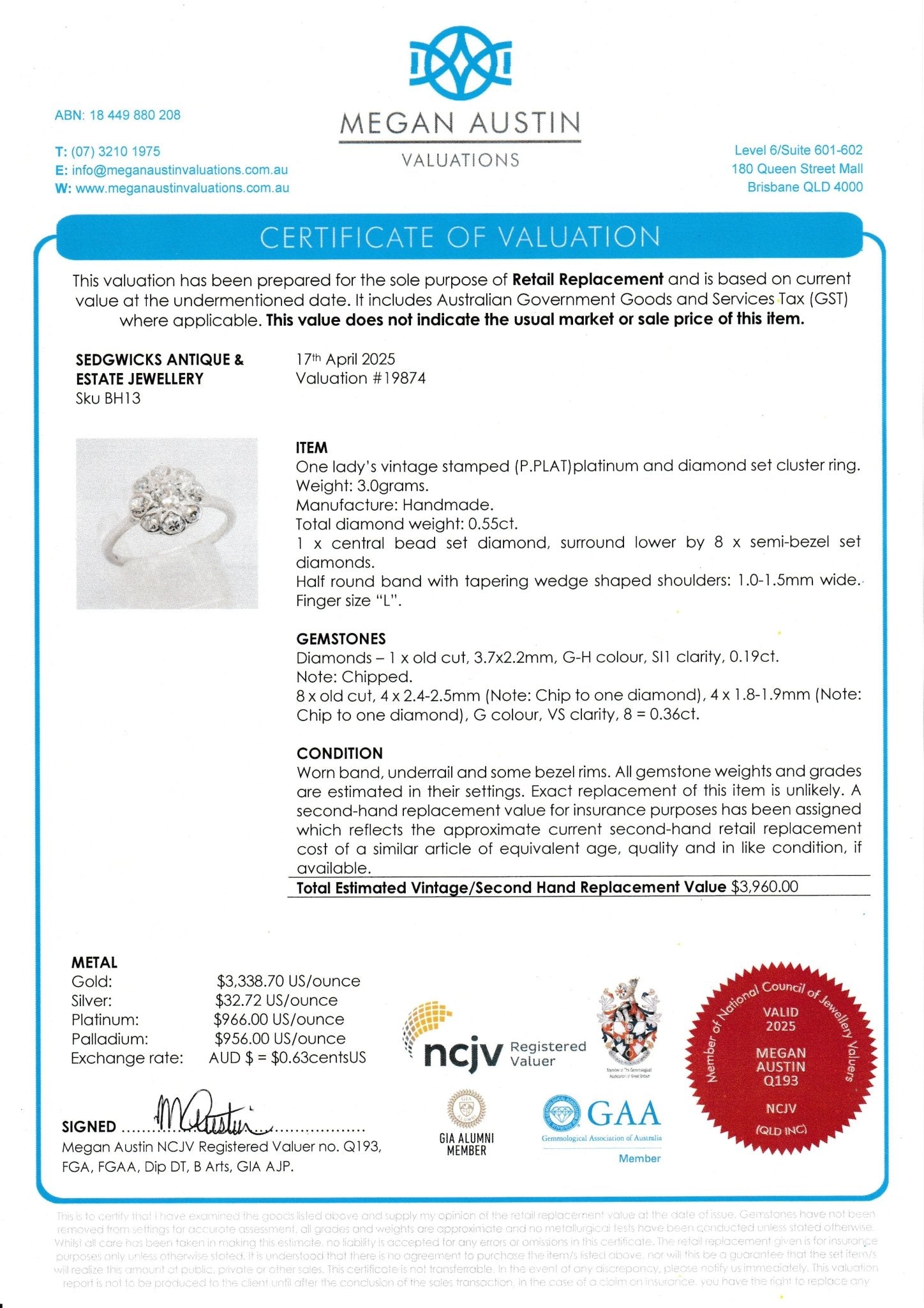 Vintage Diamond Daisy Cluster Ring