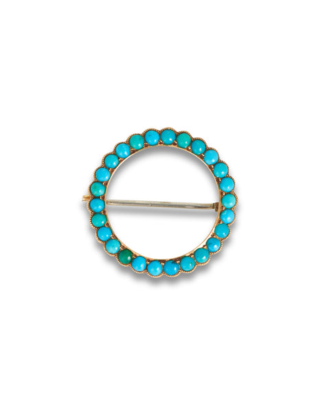 15ct Antique Turquoise Circlet Brooch