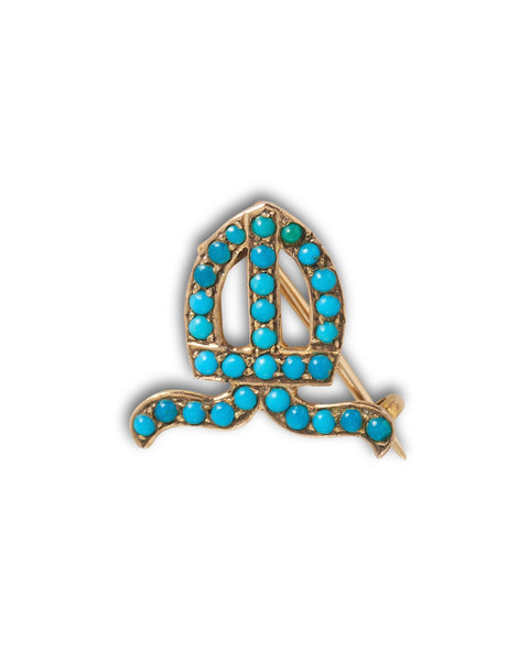 Antique Turquoise Mitre Brooch, Rowlands