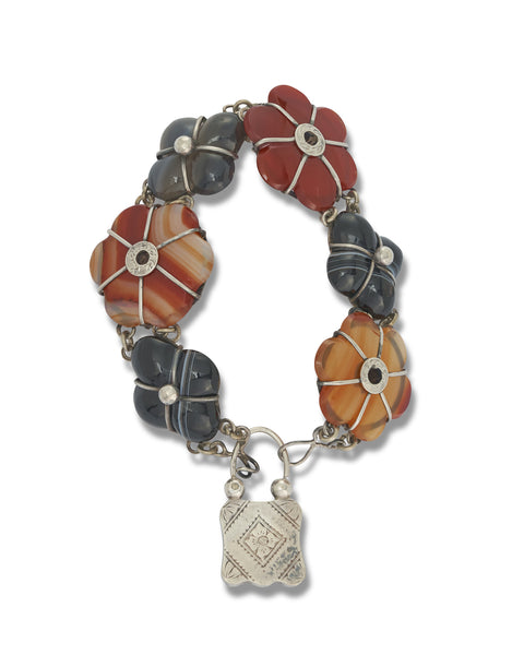 Antique Victorian Scottish Silver & Agate Bracelet