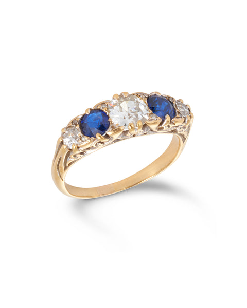 Antique Victorian Sapphire & Diamond Bridge Ring