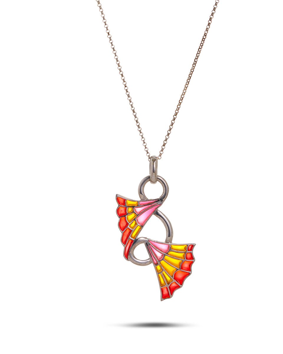 Art Nouveau Style Plique a Jour Butterfly Wing Pendant by Bernard Doherty