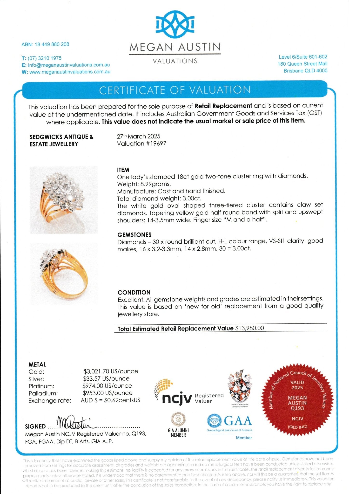 Vintage Diamond Cocktail Ring, 1960s