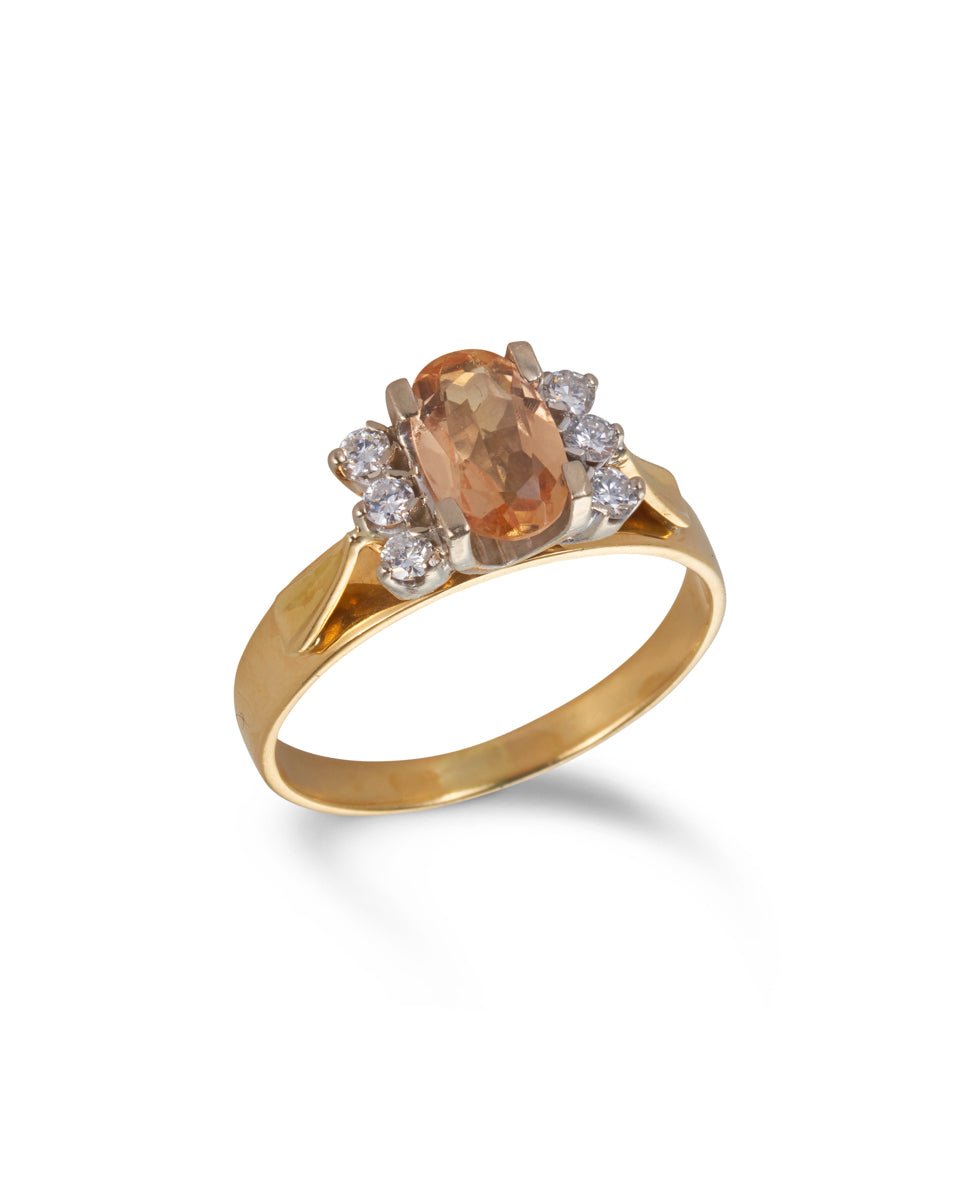 Vintage 18ct Precious Topaz & Diamond Ring