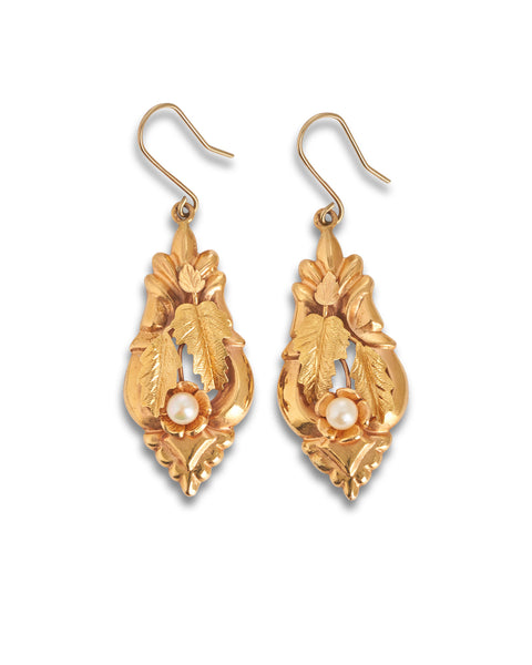 Antique European Pearl Pendant Earrings