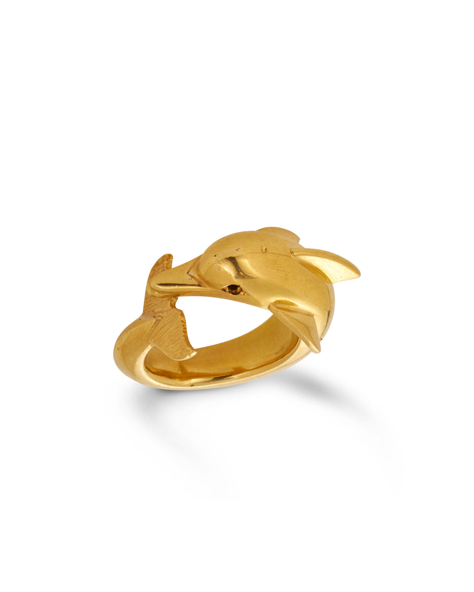 Vintage 18ct yellow Gold Dolphin Ring
