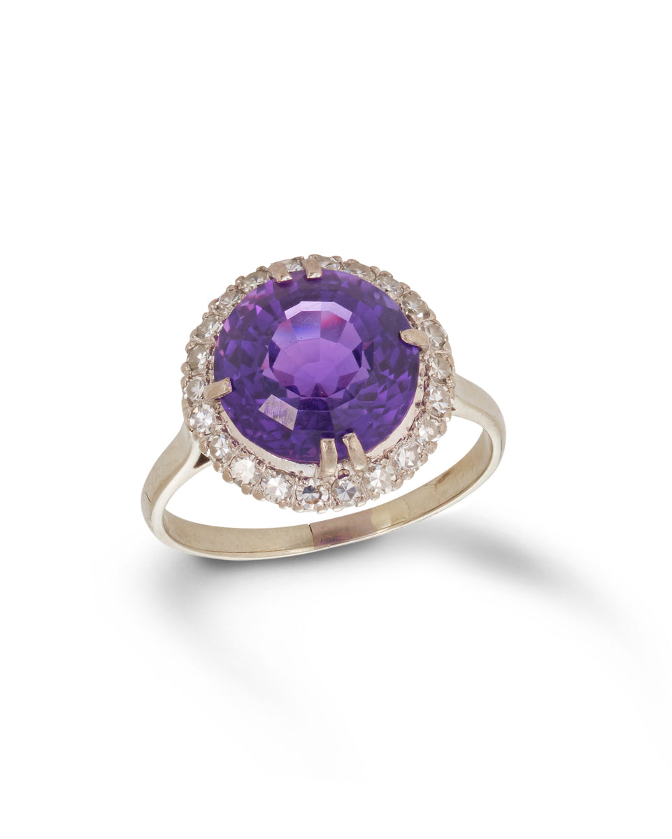 Fine Amethyst & Diamond Cluster Ring