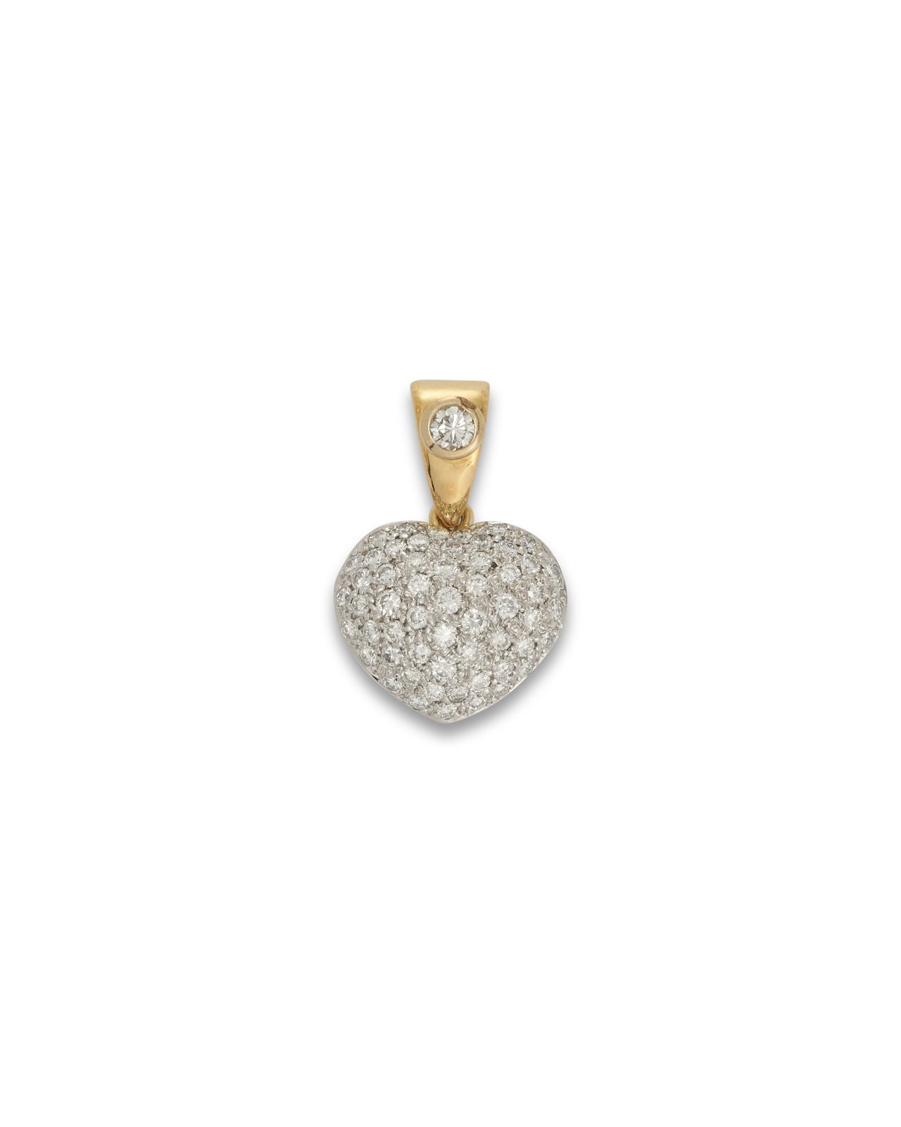 Modern 18ct gold Pave Diamond Heart Pendant