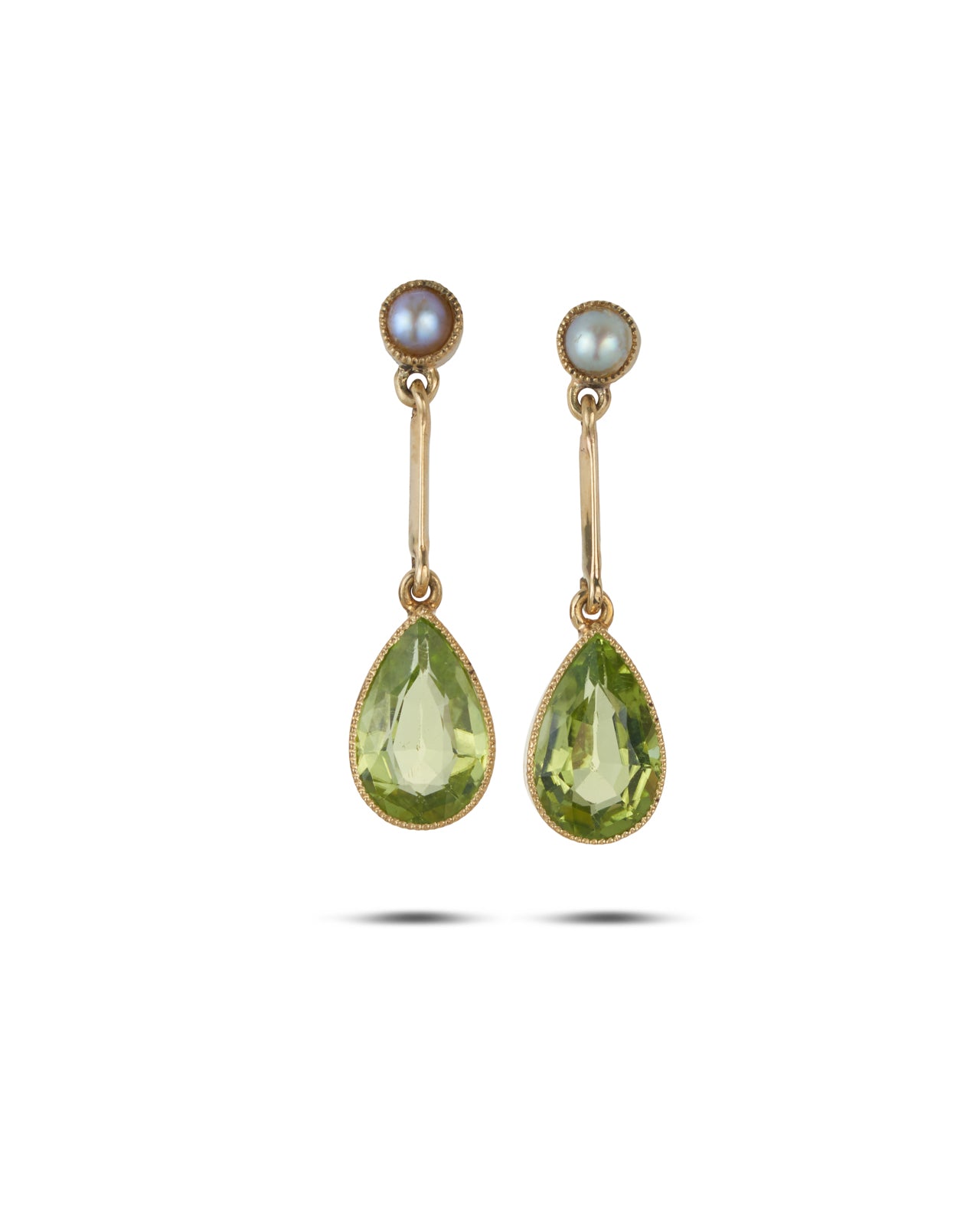 Antique Edwardian Peridot & Pearl Earrings