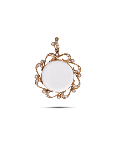 Edwardian Pearl & Diamond Memorial Locket Pendant, c1900