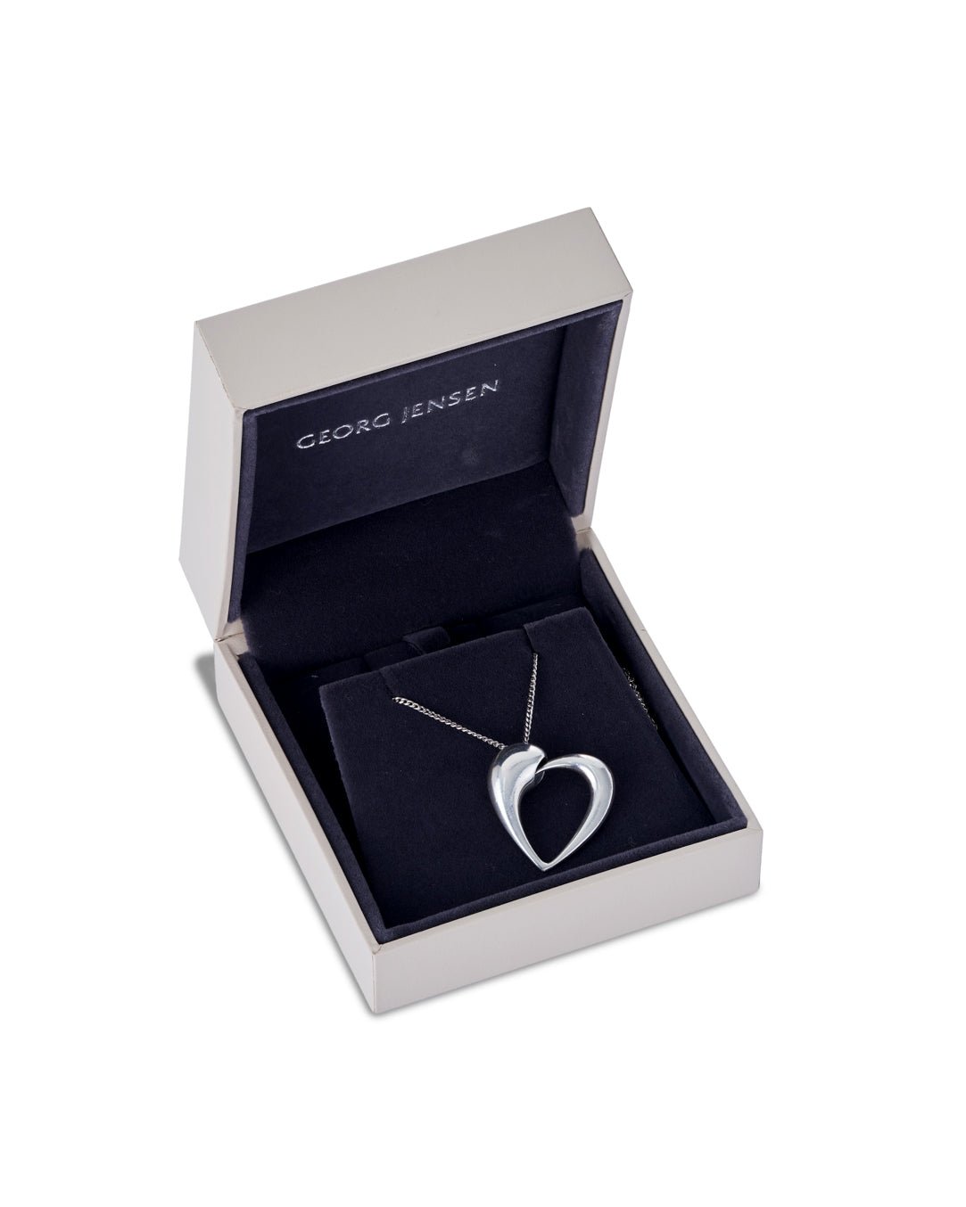 Vintage 925 Silver Heart Pendant on Chain, Georg Jensen. 2006 Artist of the year pendant, designed by Karim Rashid for Georg Jensen. Original box.