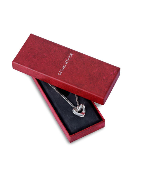 Vintage Silver Double Chain Heart Pendant, Georg Jensen