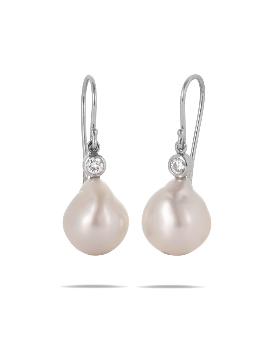 Australian South Sea Pearl & Diamond Earrings