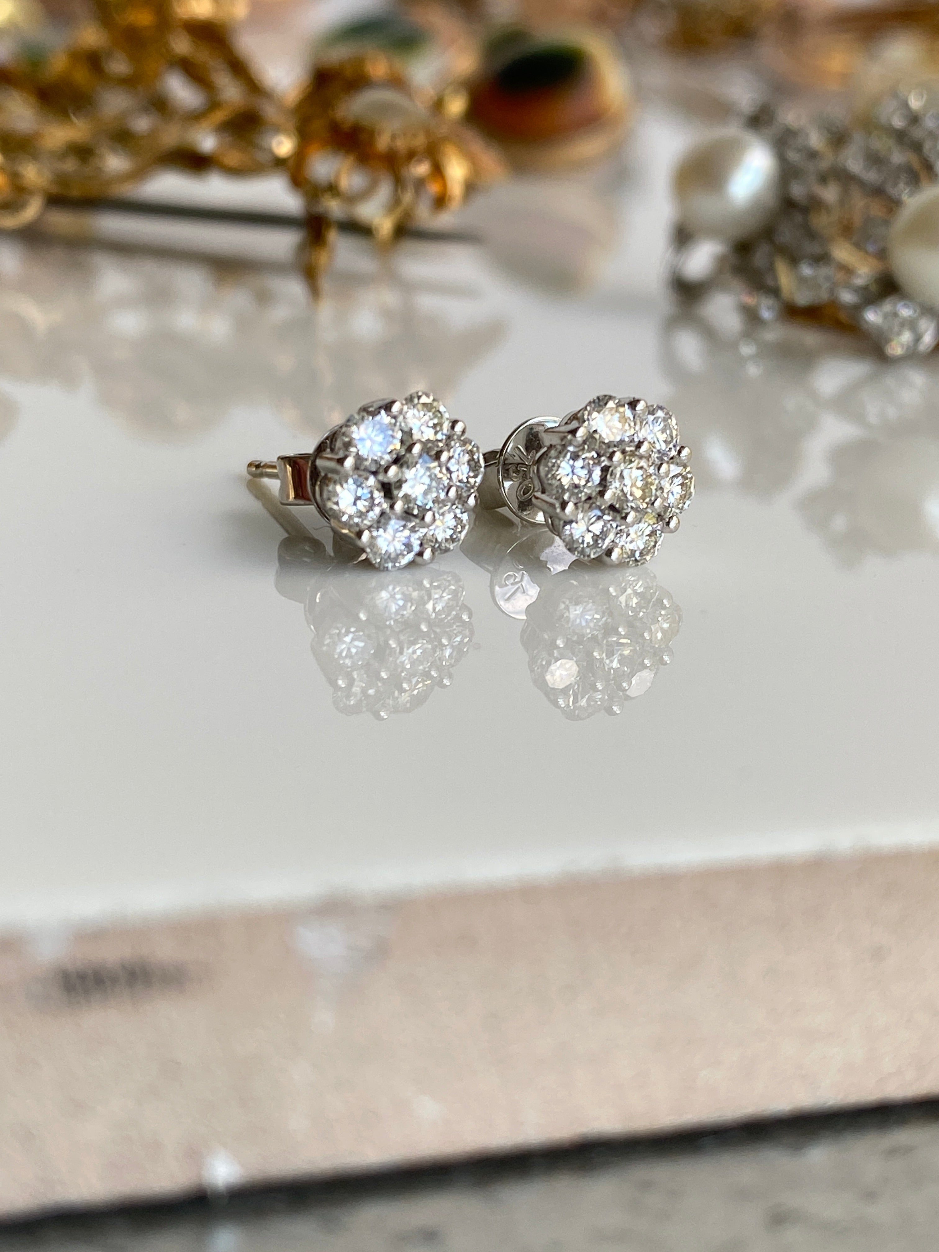 Modern Diamond Cluster Earrings