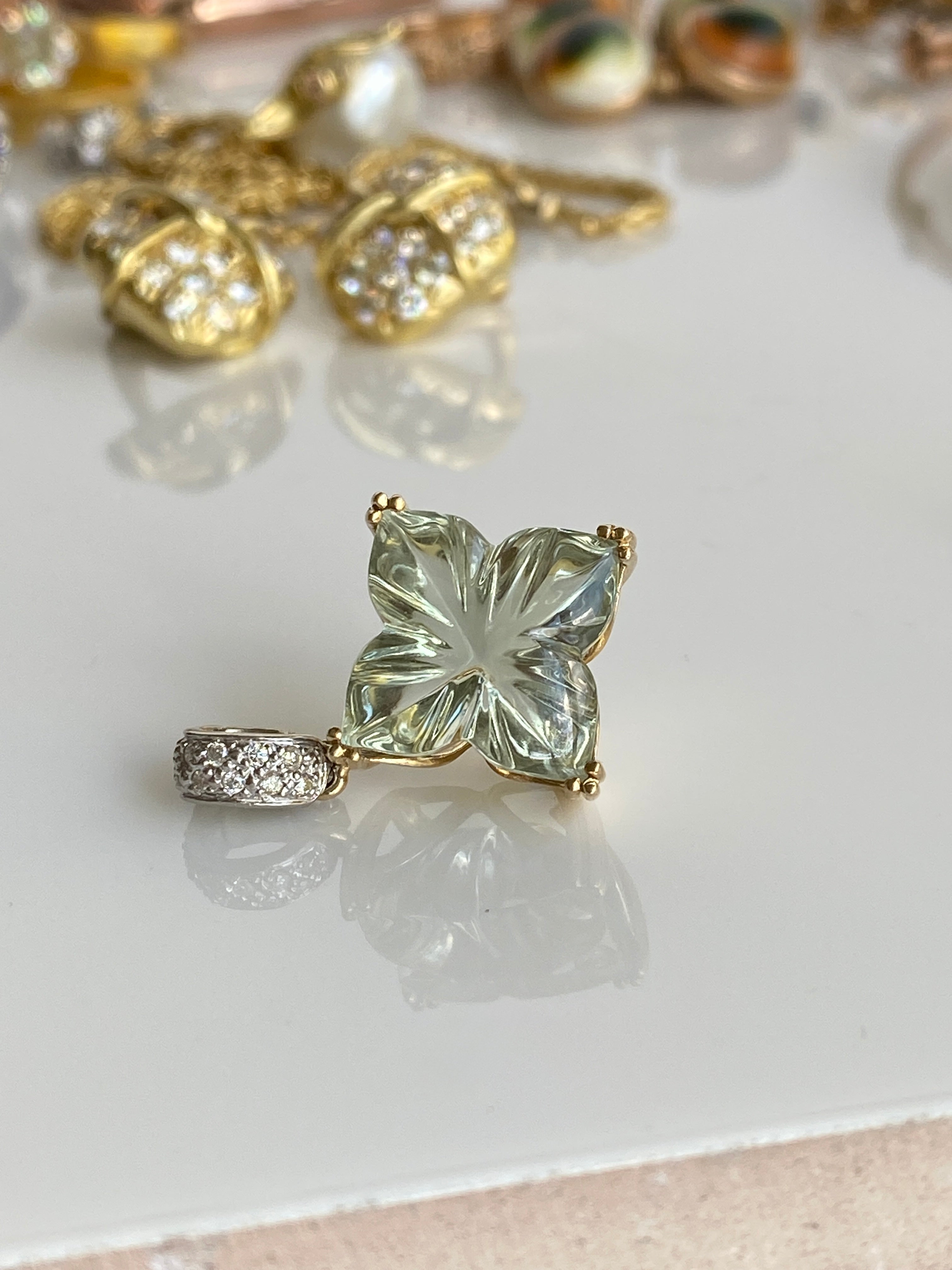 Green Amethyst & Diamond Pendant Enhancer