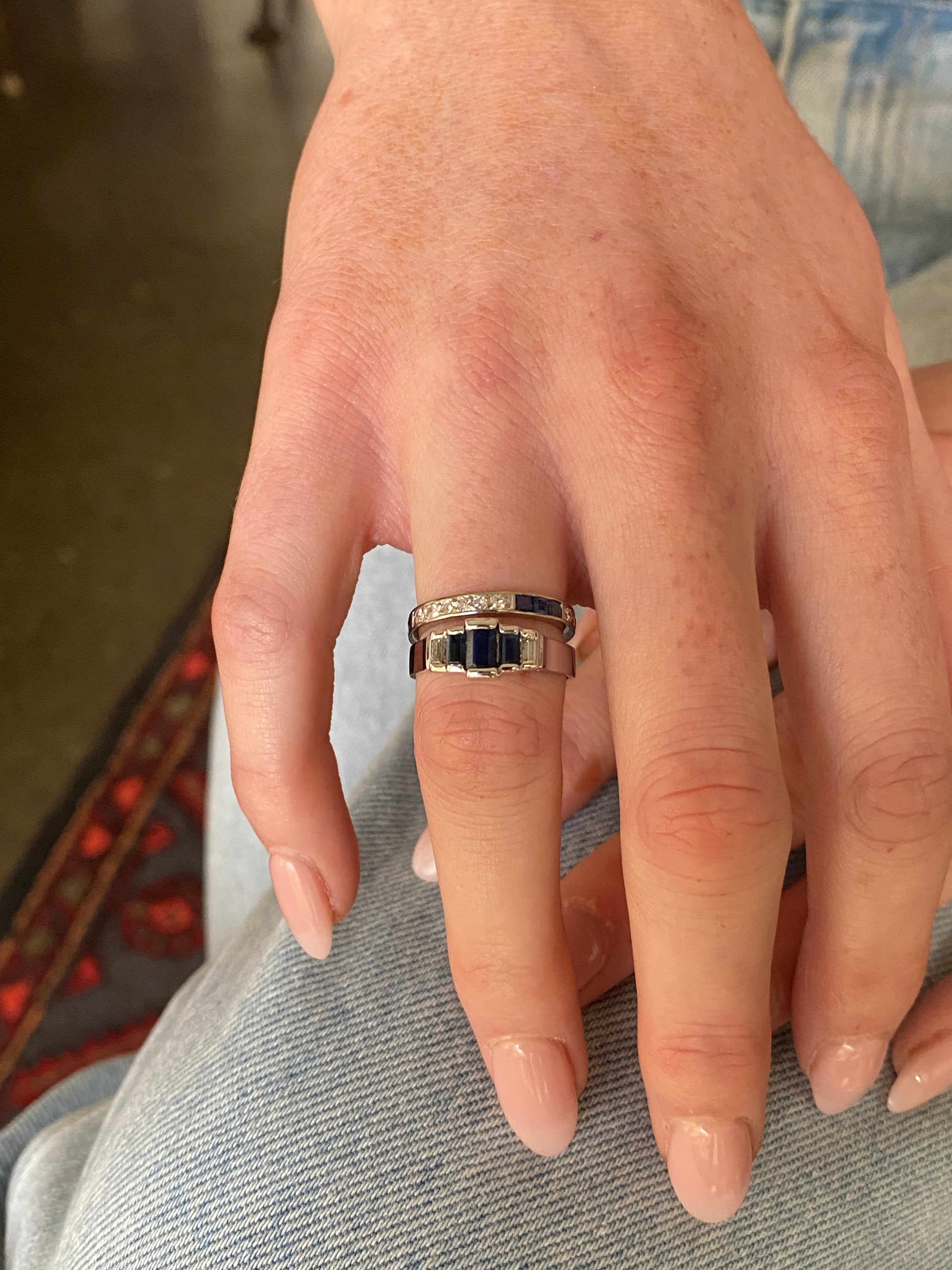 18ct Art Deco Style Sapphire & Diamond Ring