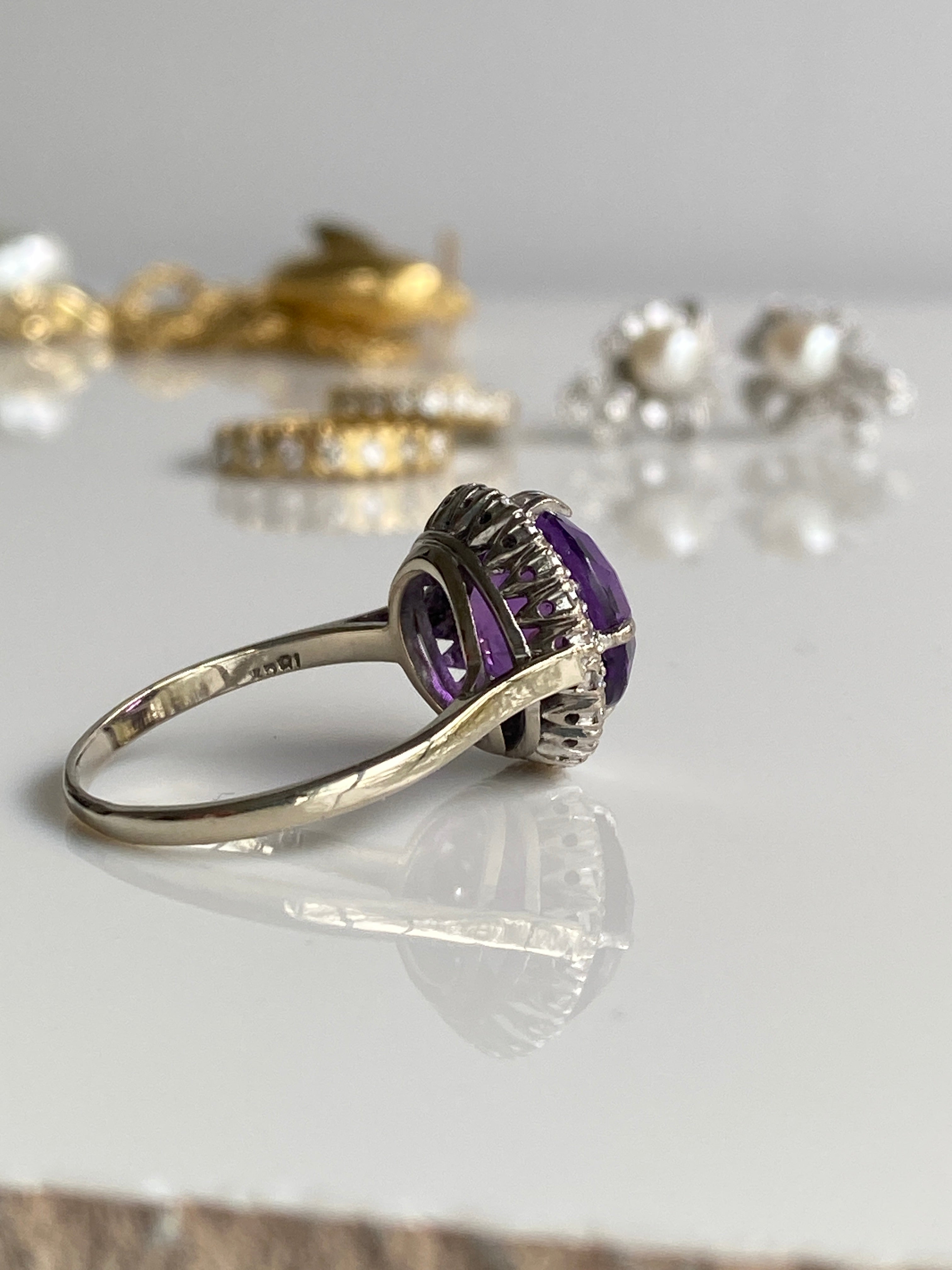 Fine Amethyst & Diamond Cluster Ring