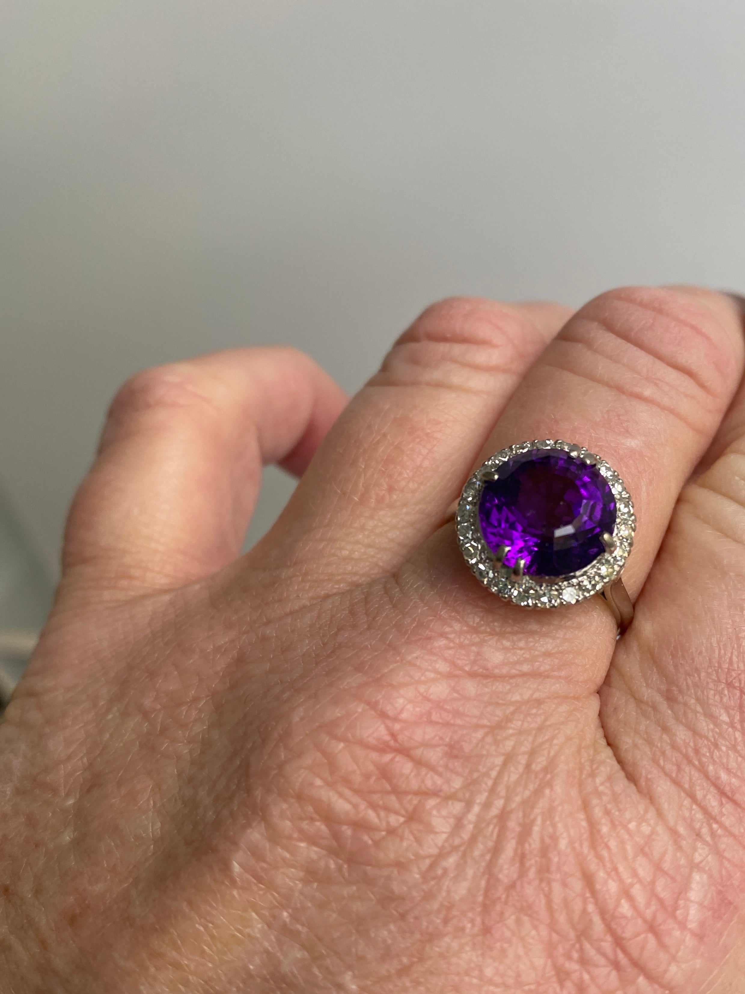 Fine Amethyst & Diamond Cluster Ring
