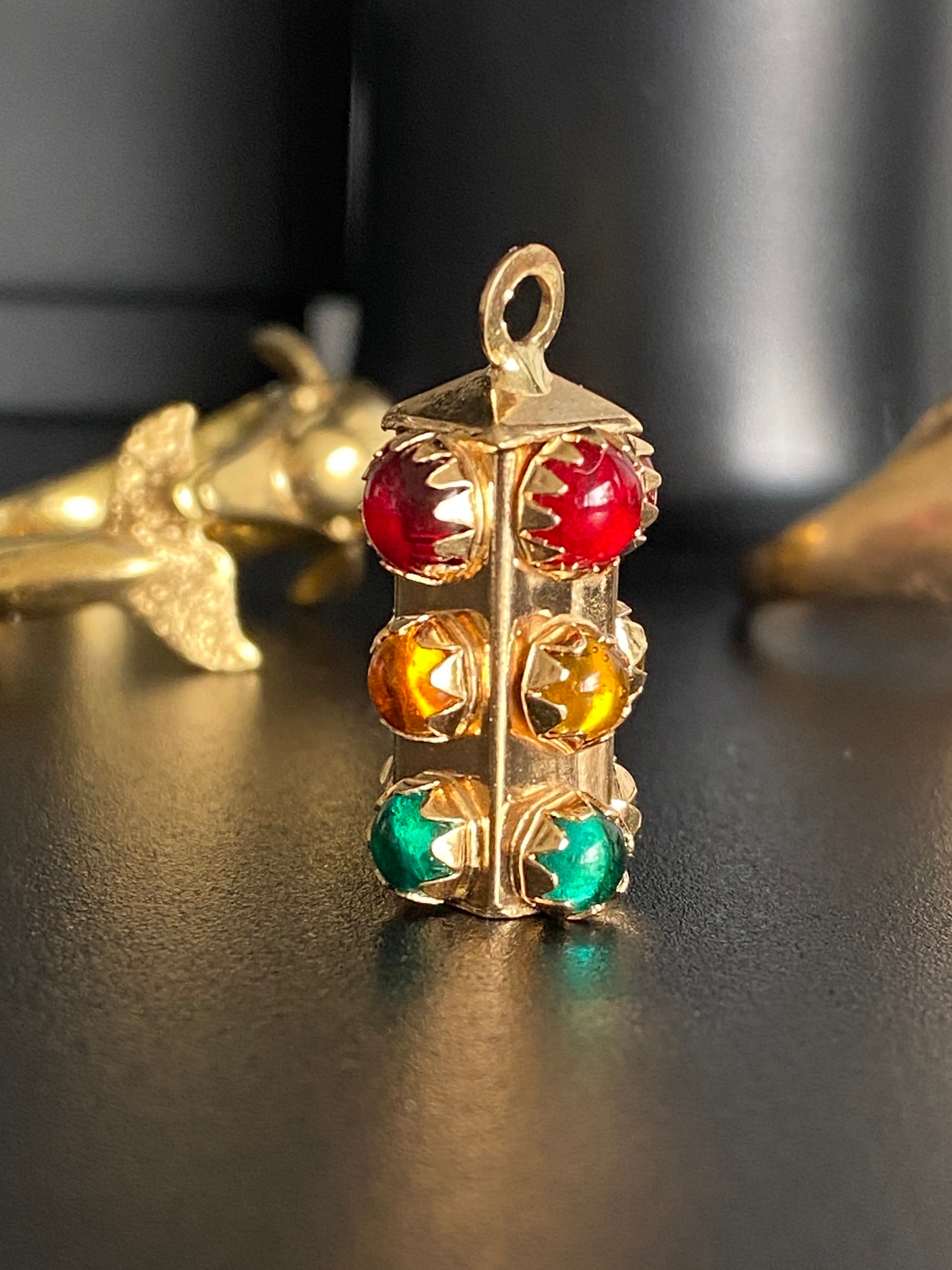 Vintage Gold Traffic Light Charm
