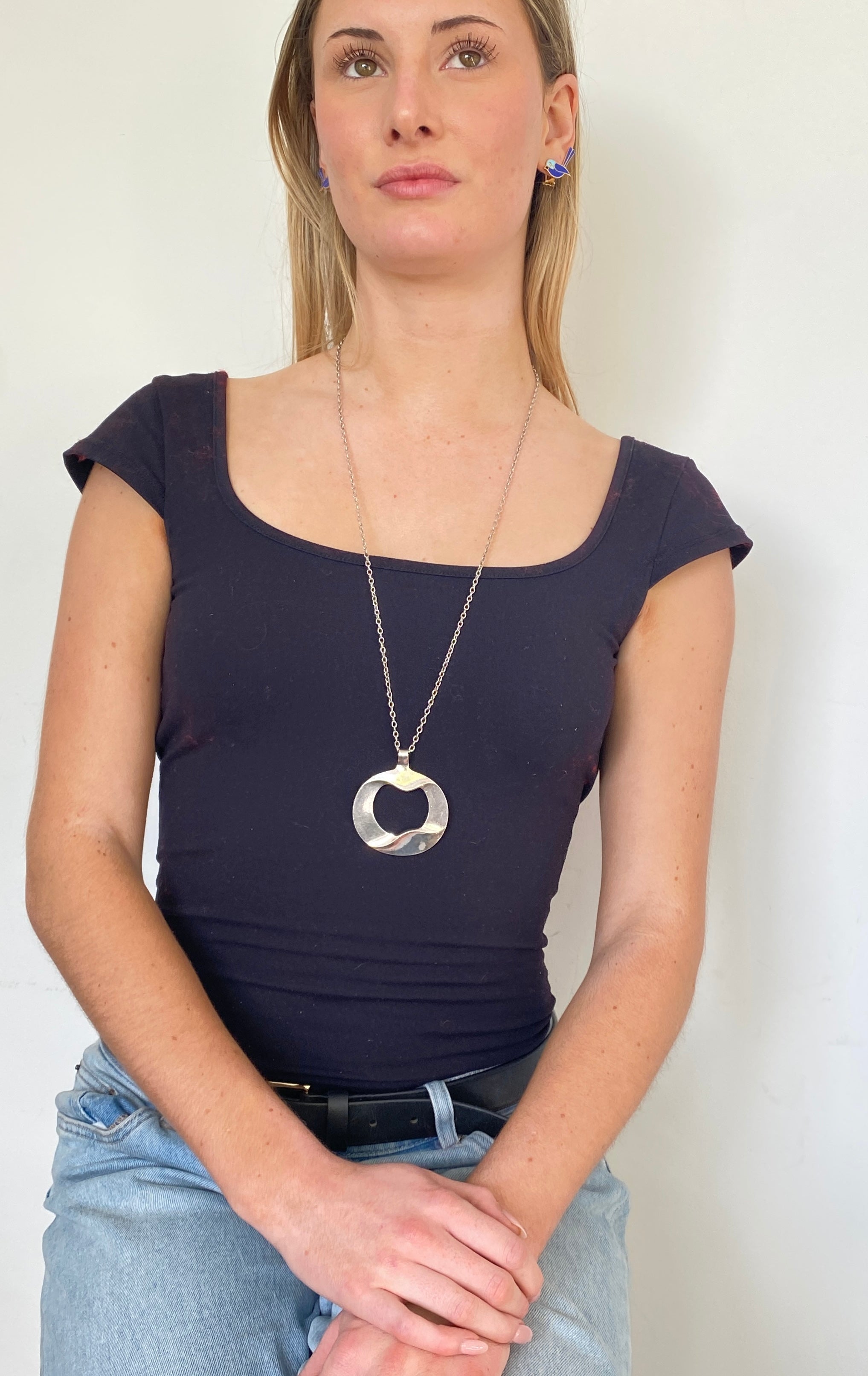 Mid-Century Pendant on Chain, Henning Koppel for Georg Jensen. Pattern number 121