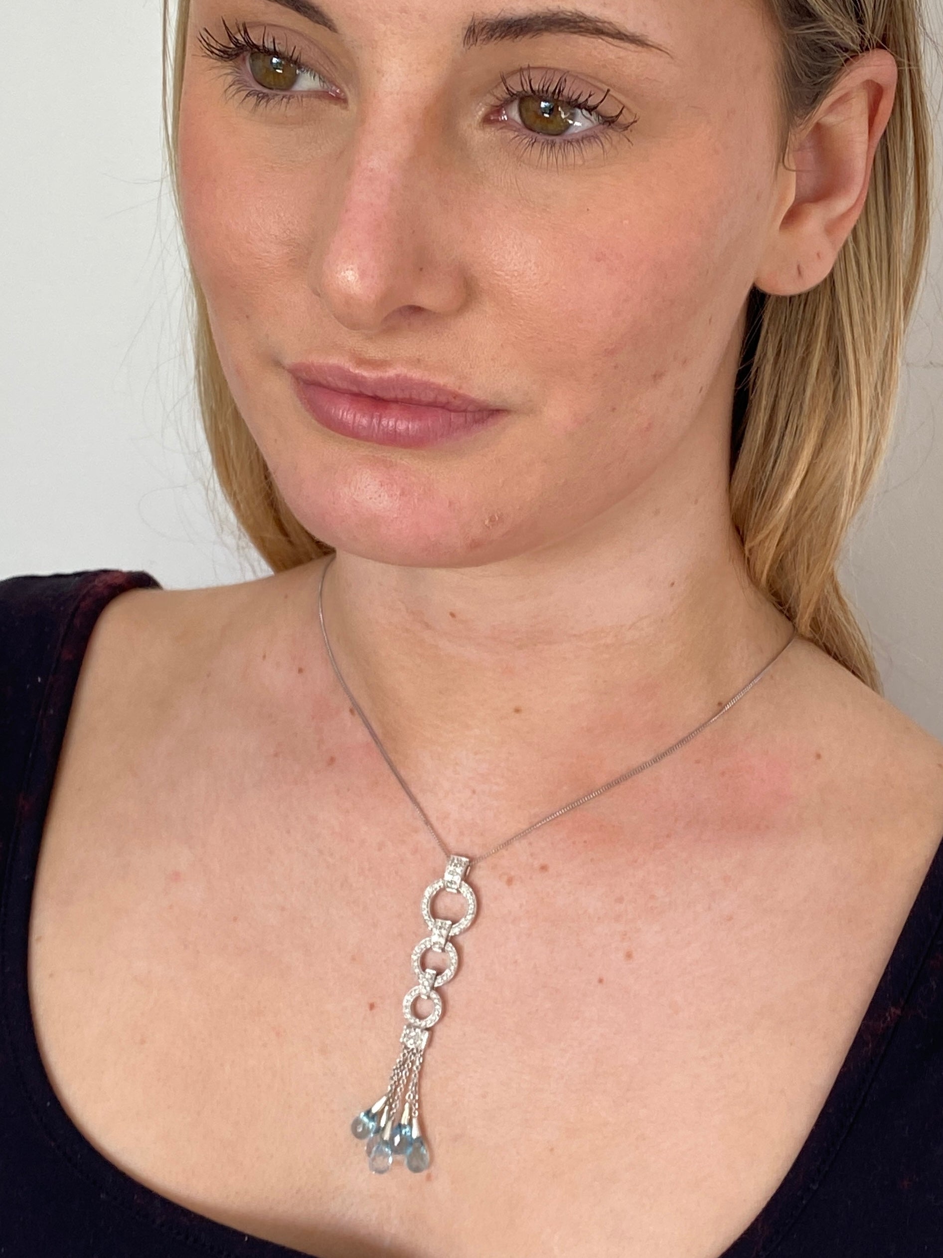 Modern Topaz & Diamond Pendant