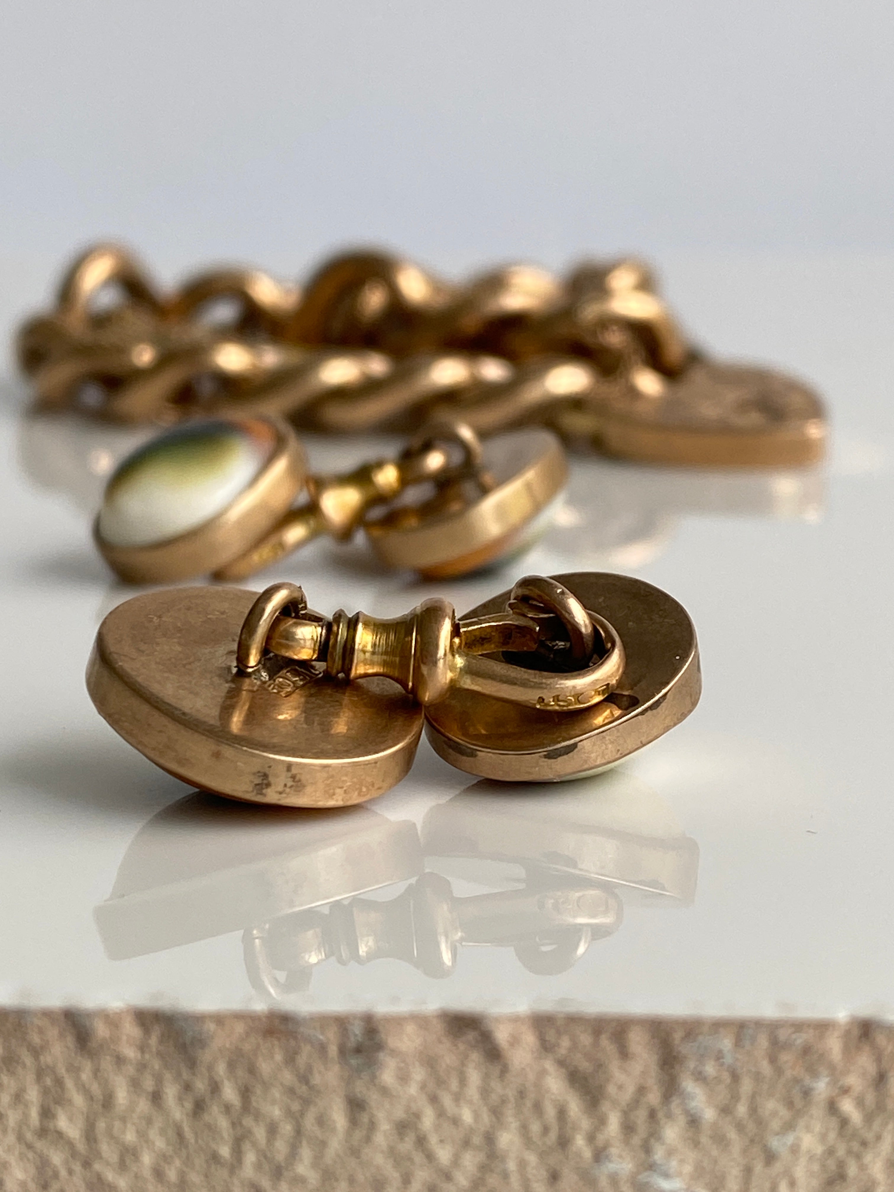 Antique 15ct Operculum Cufflinks, c1900