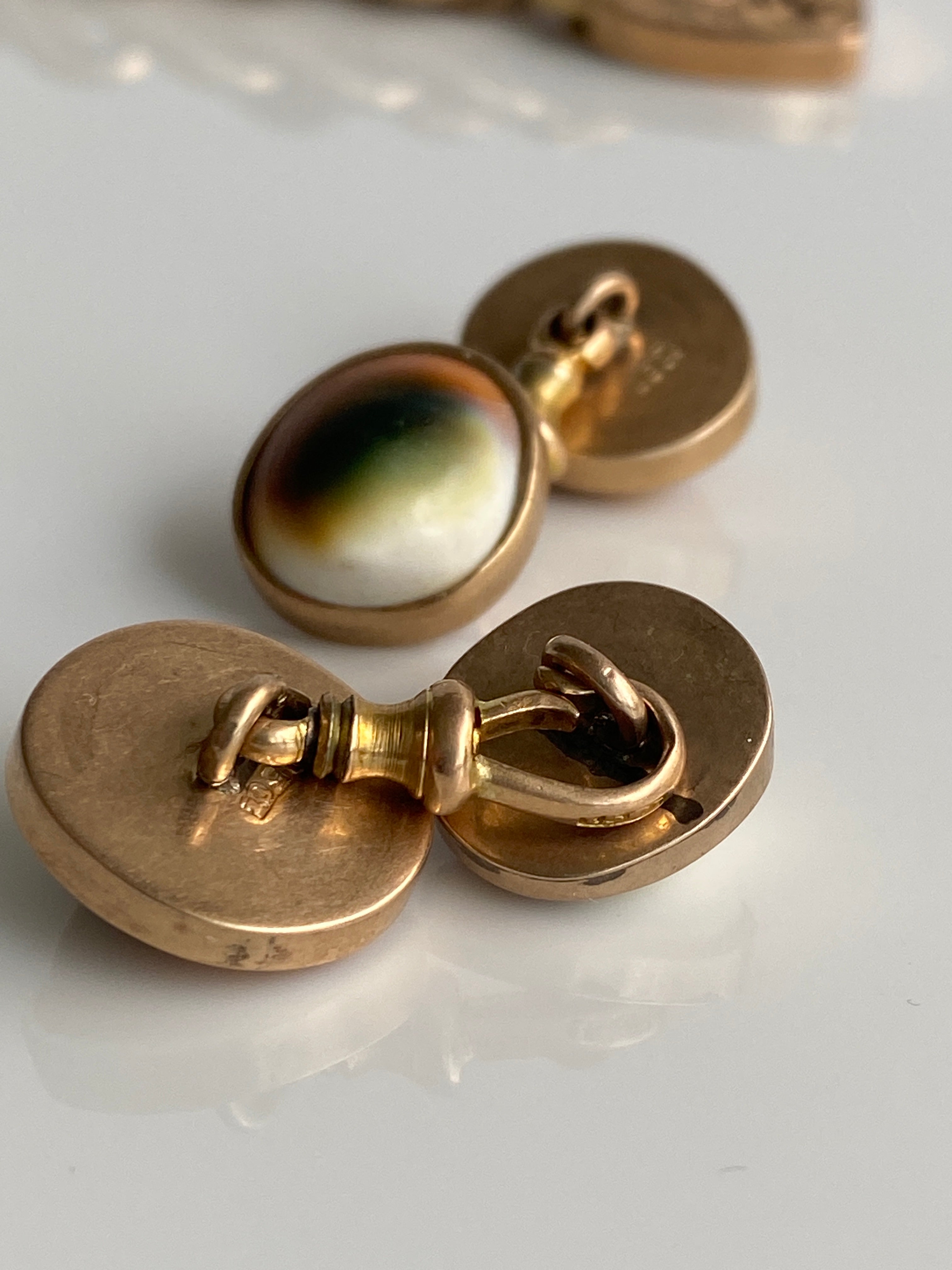 Antique 15ct Operculum Cufflinks, c1900