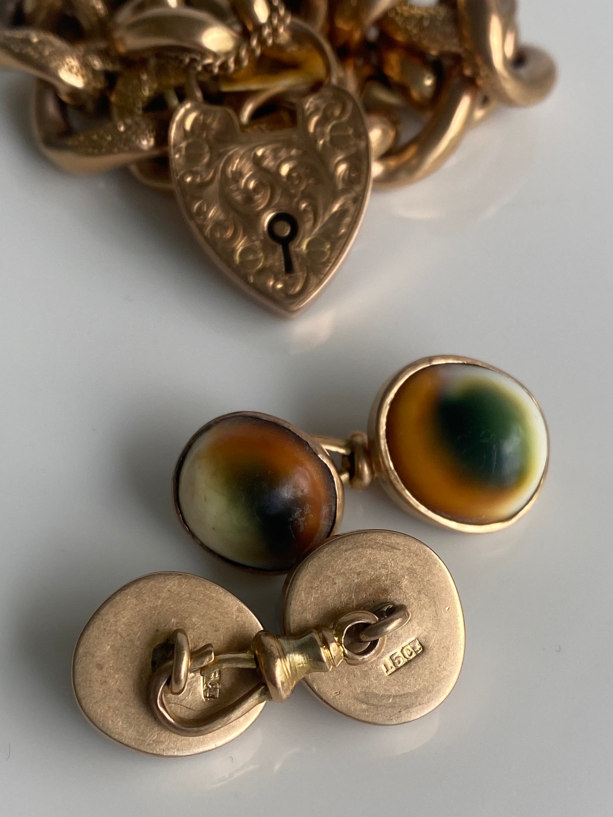 Antique 15ct Operculum Cufflinks, c1900