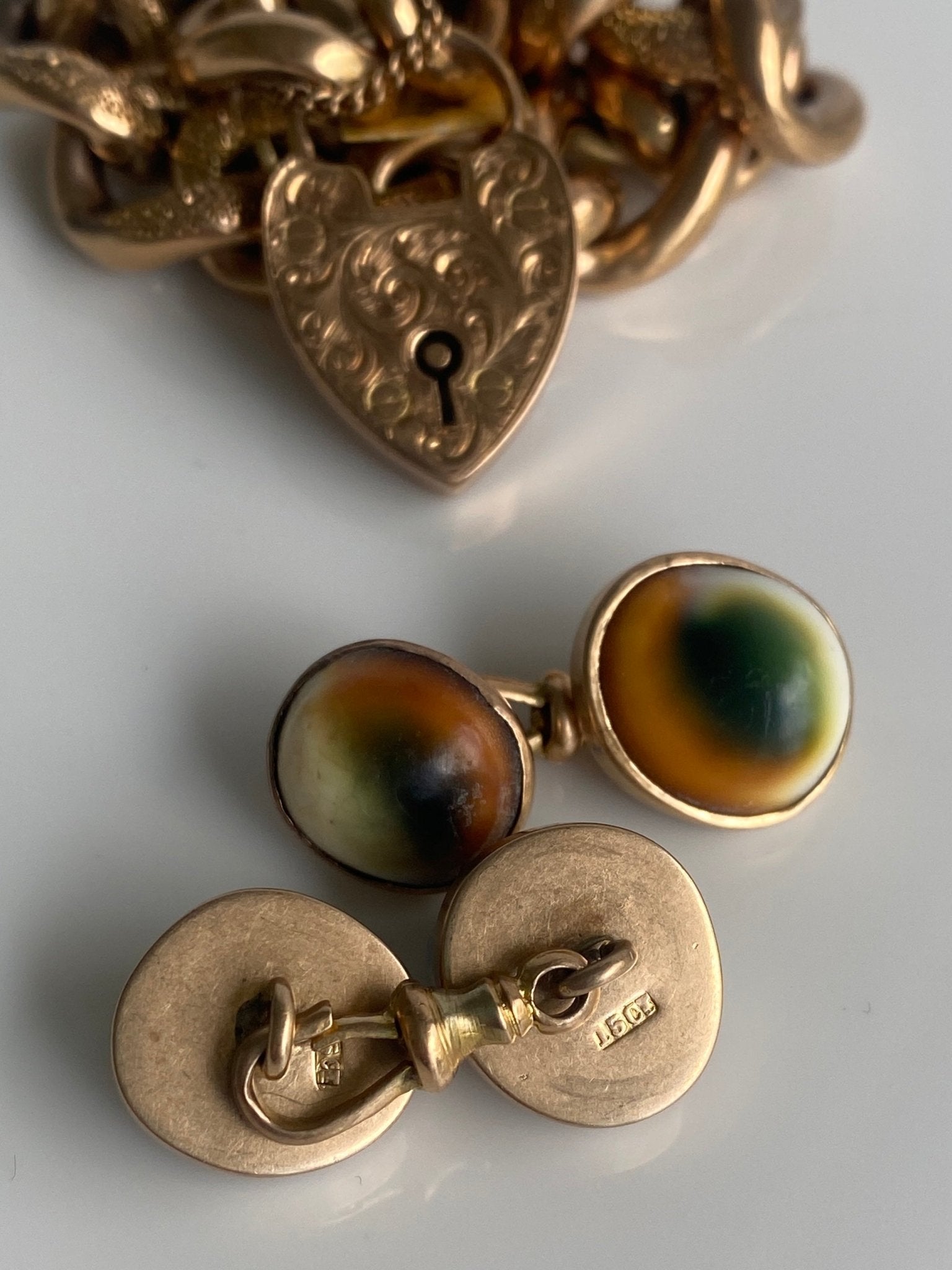 Antique 15ct Operculum Cufflinks, c1900