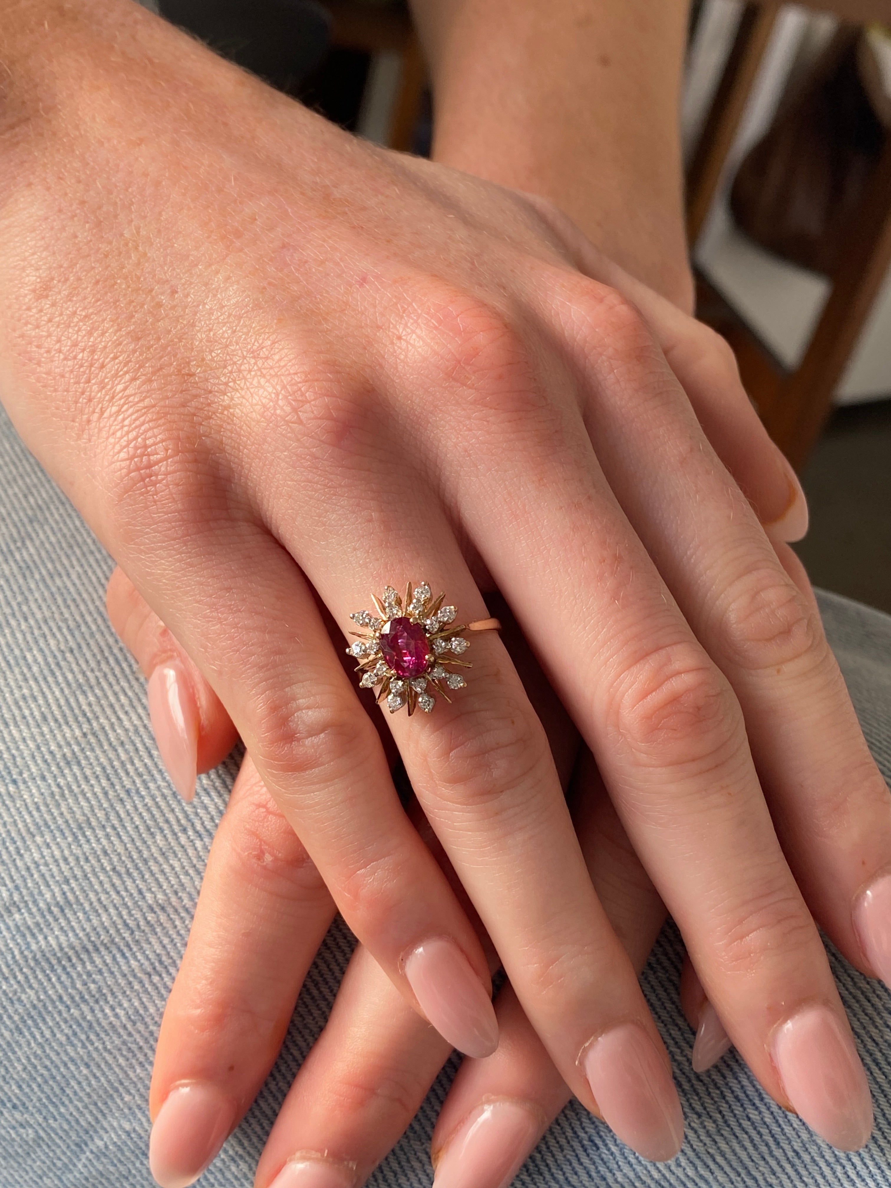 Ruby & Diamond Cluster Ring