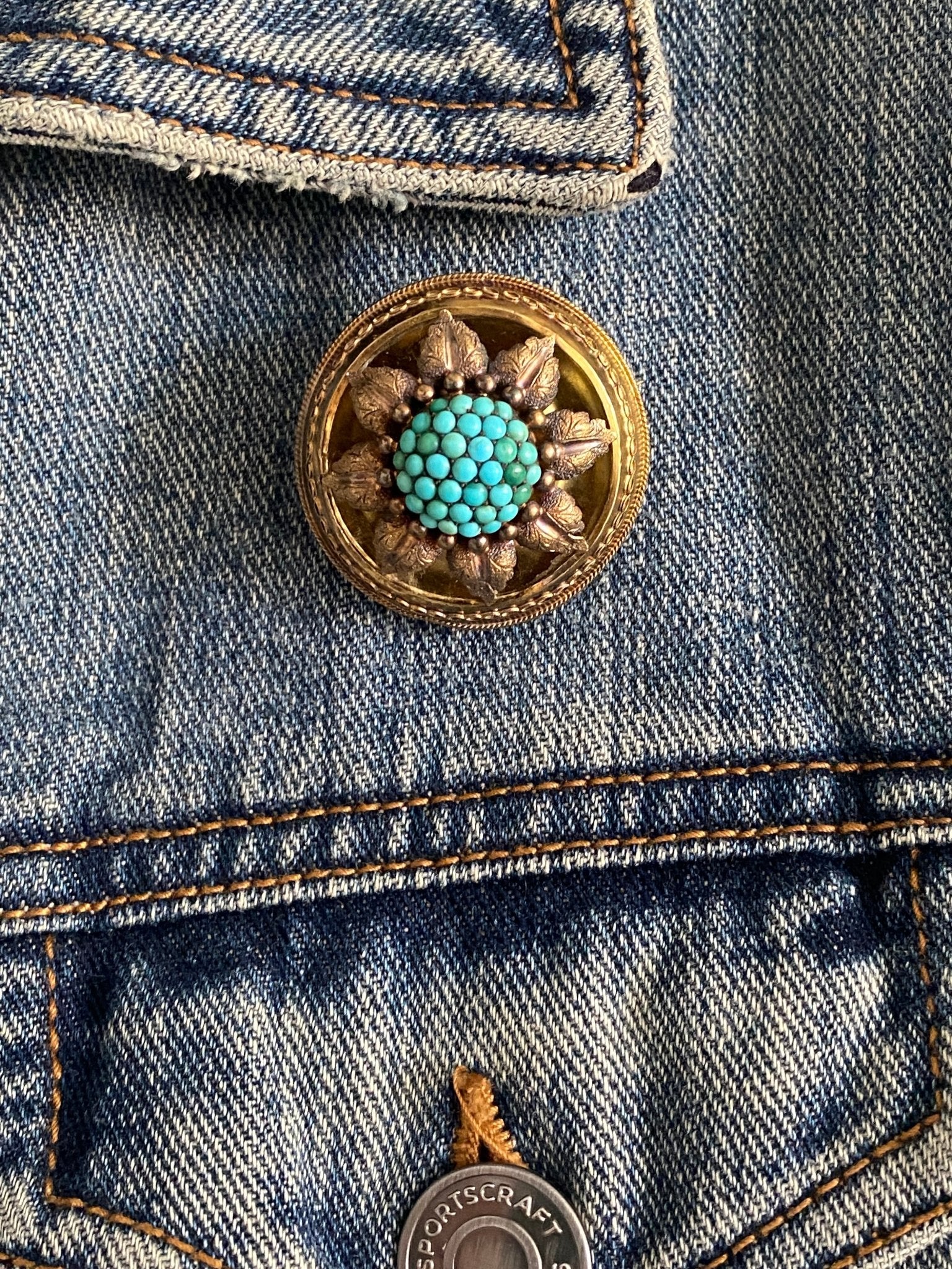 Antique Victorian Turquoise Brooch