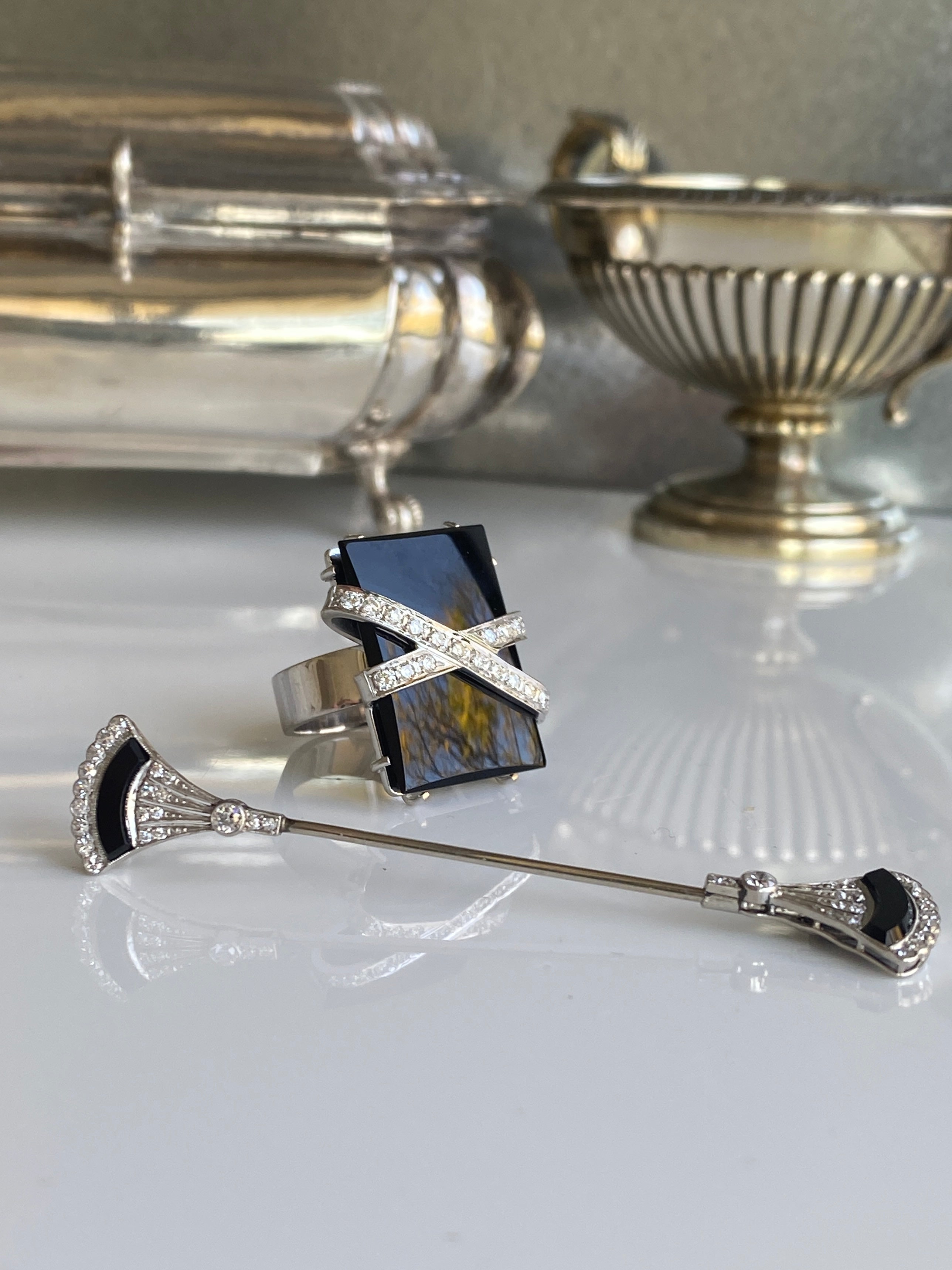 Spectacular Onyx & Diamond Cocktail Ring