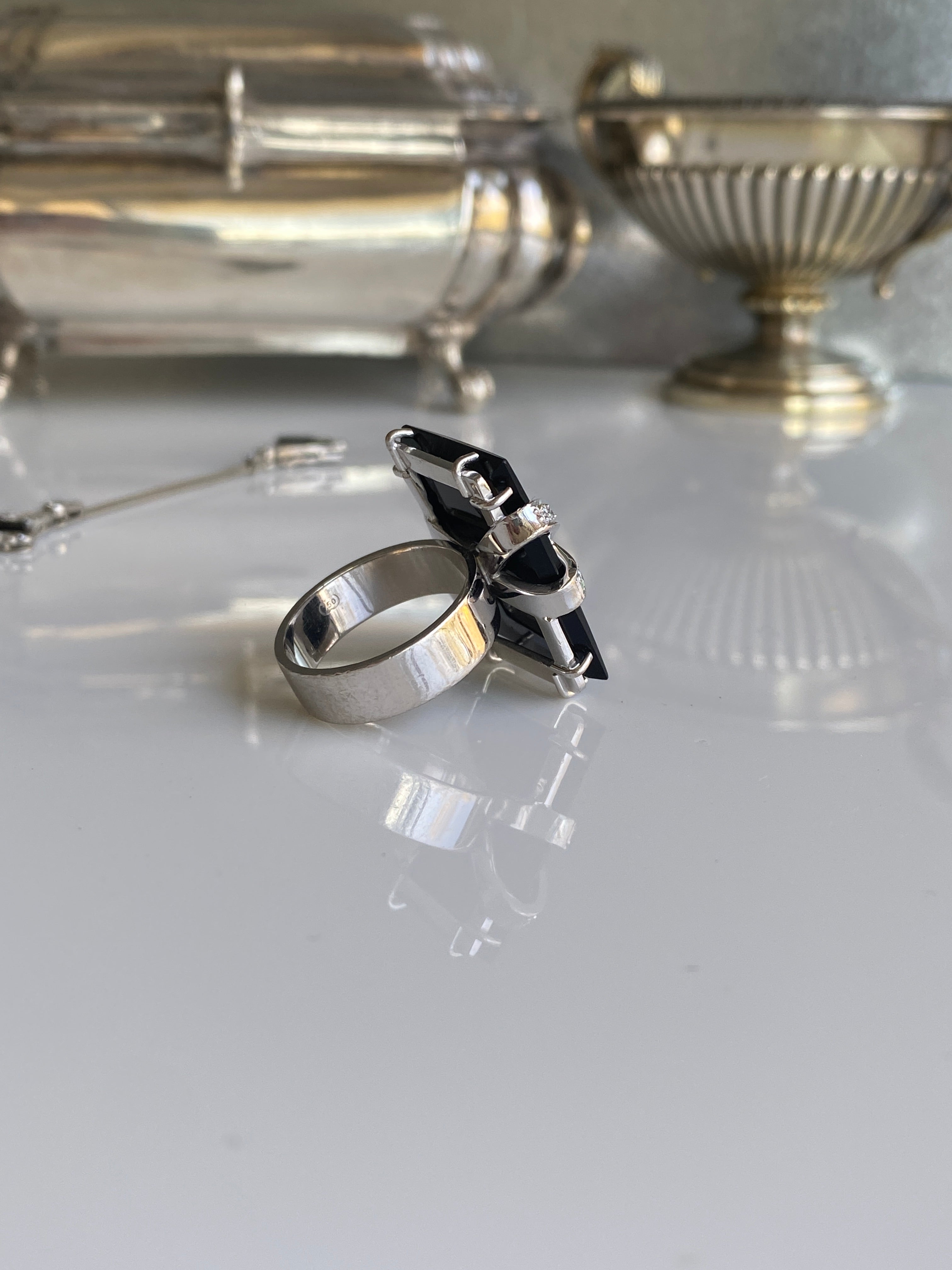 Spectacular Onyx & Diamond Cocktail Ring