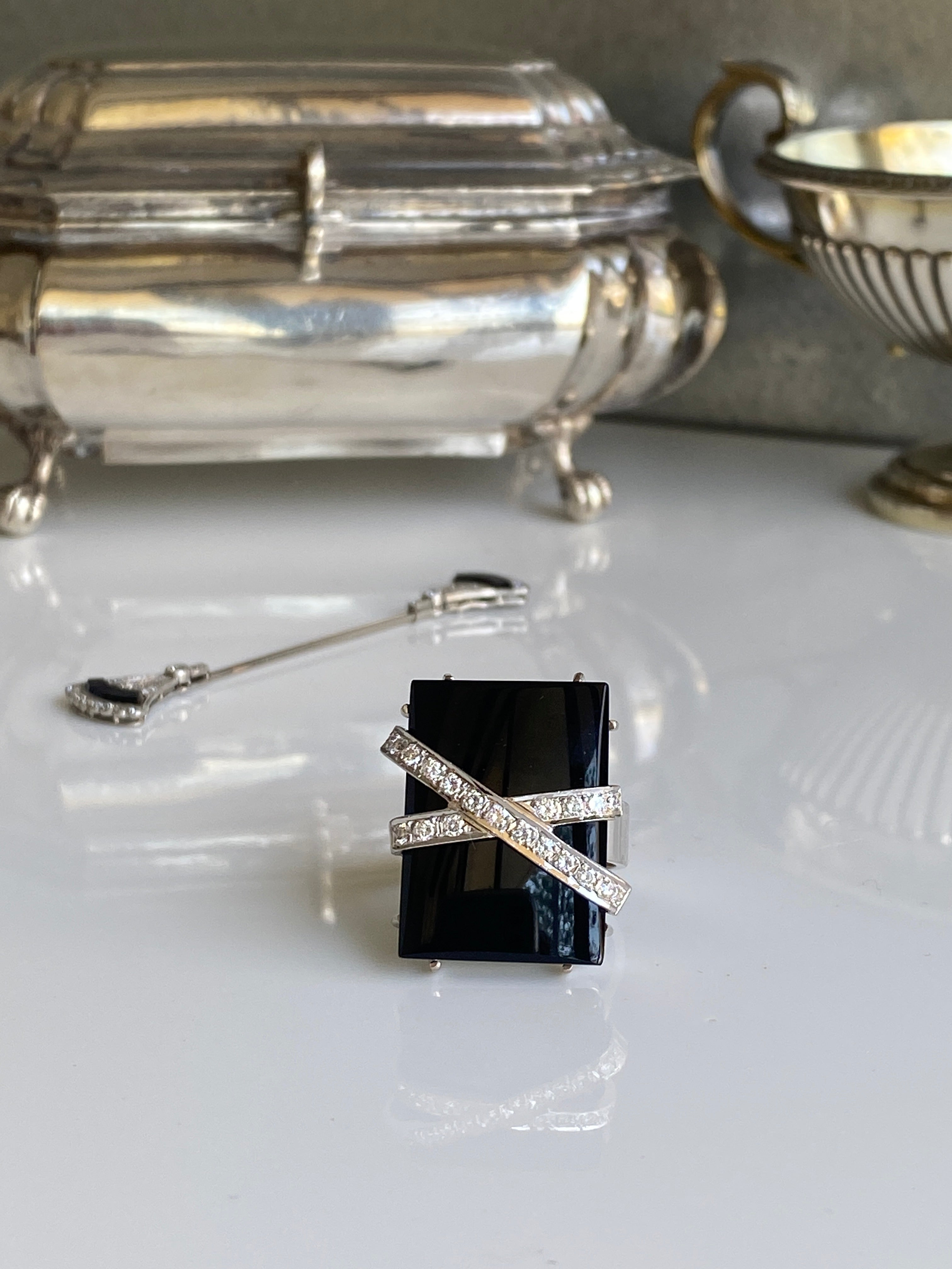 Spectacular Onyx & Diamond Cocktail Ring
