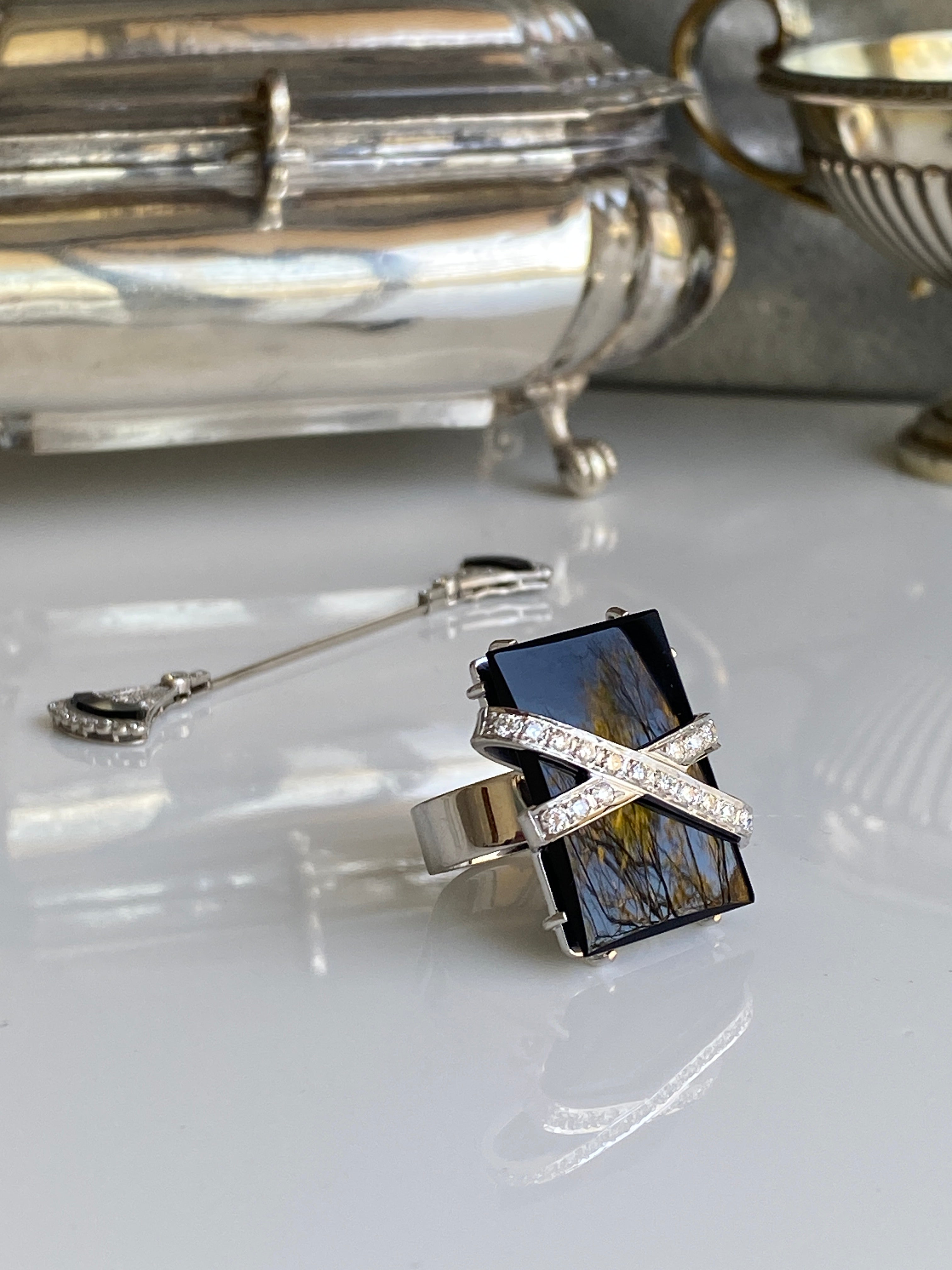 Spectacular Onyx & Diamond Cocktail Ring