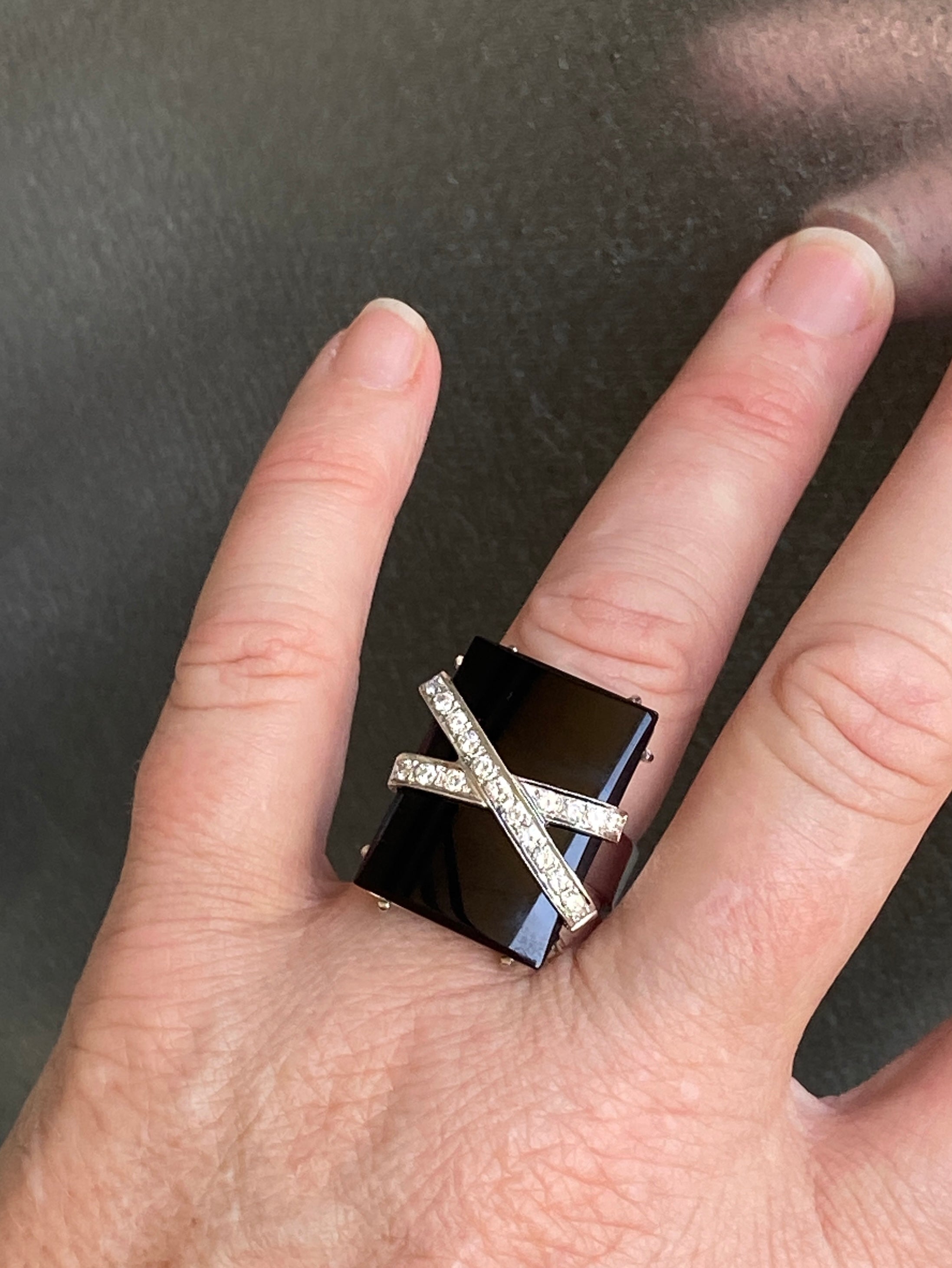 Spectacular Onyx & Diamond Cocktail Ring