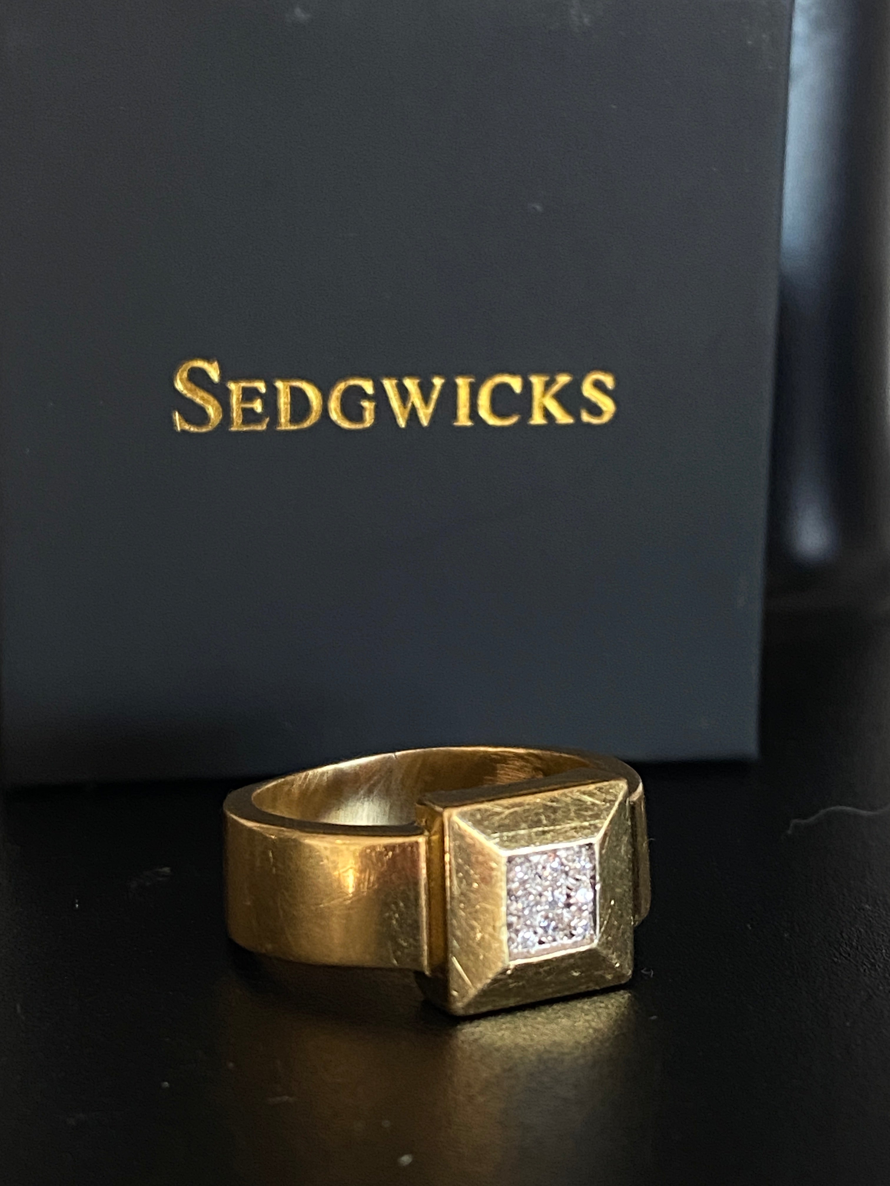 Vintage Square Diamond Cluster Ring 18ct gold