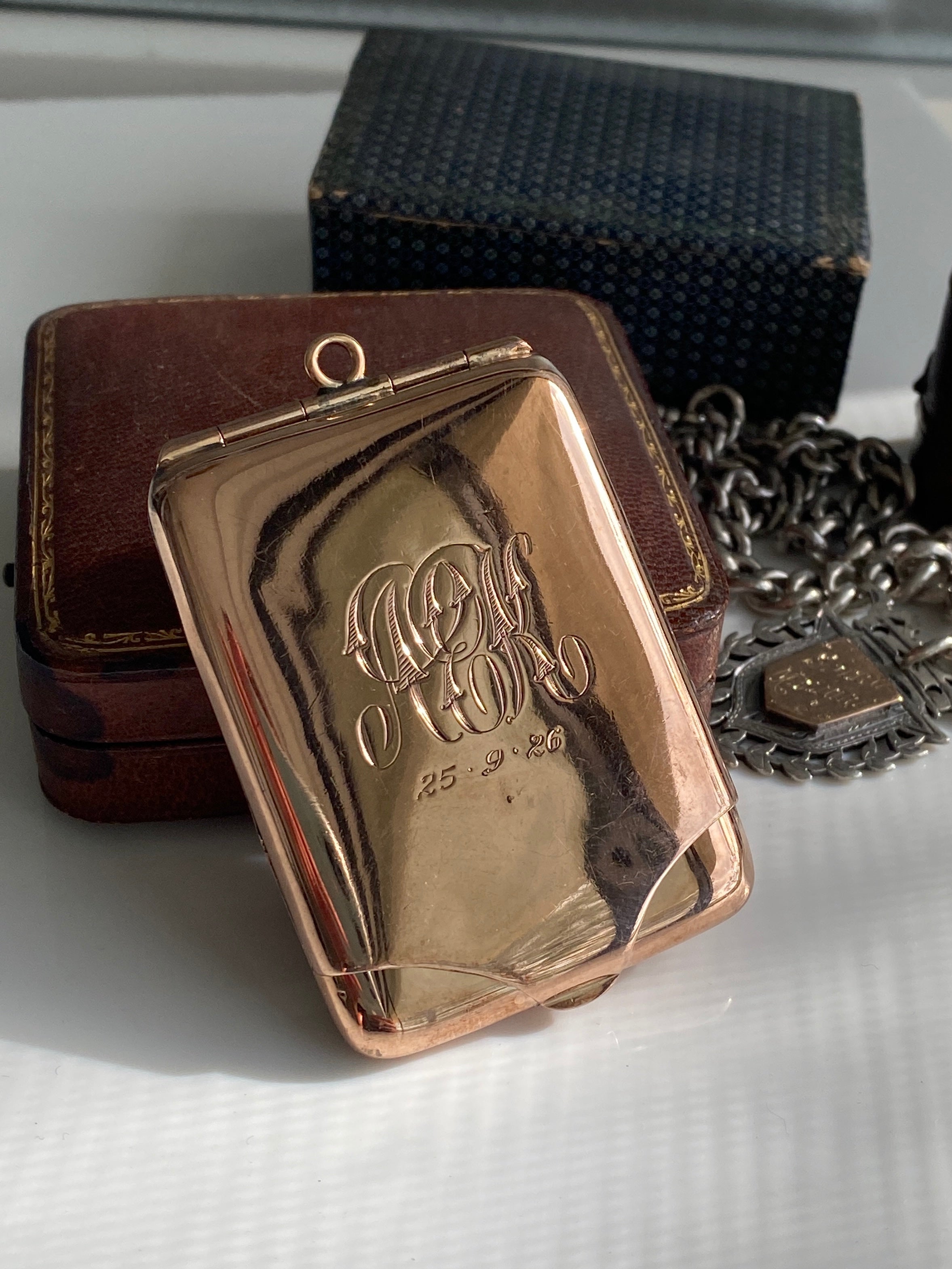 Antique Gold Lined Matchbook Holder