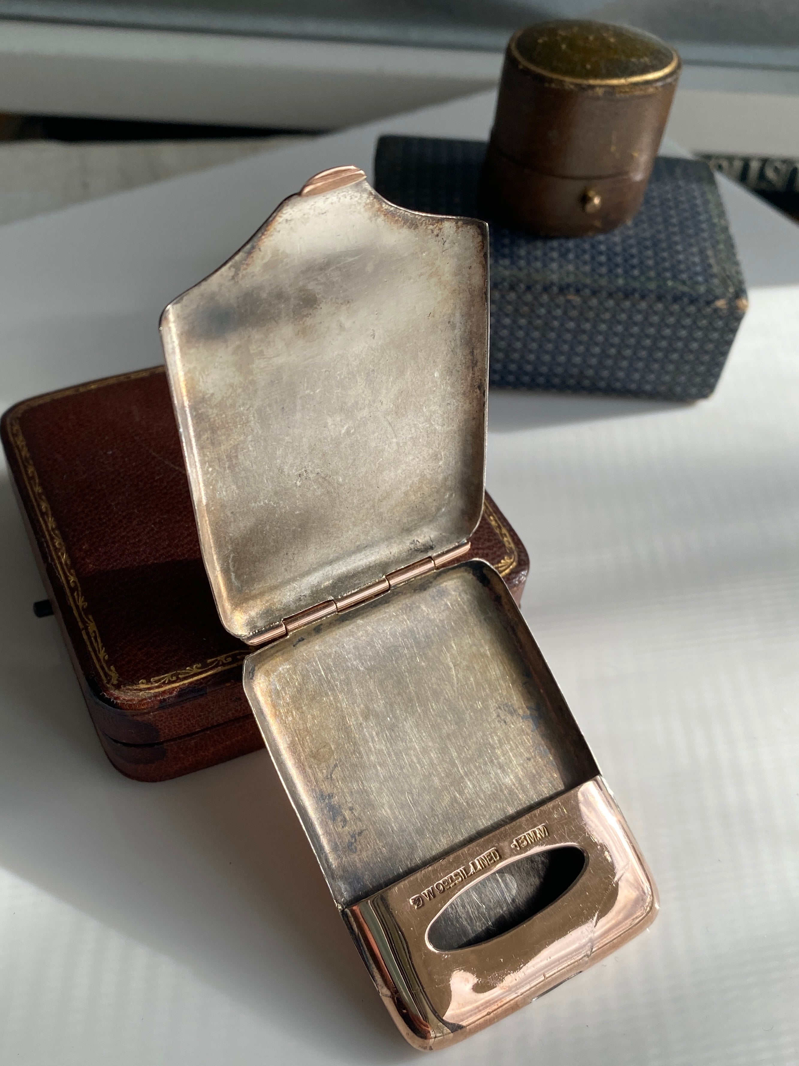 Antique Gold Lined Matchbook Holder