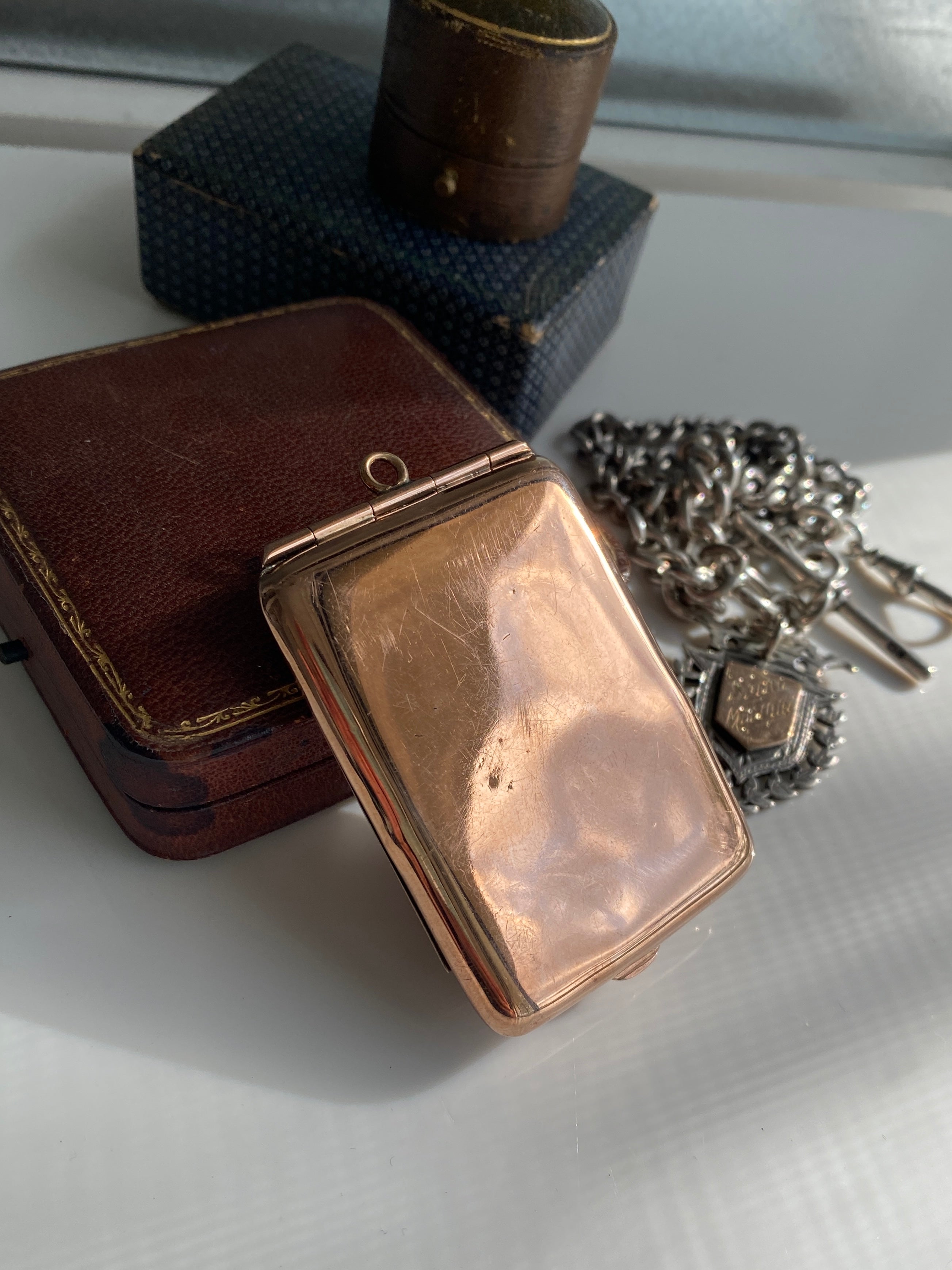 Antique Gold Lined Matchbook Holder