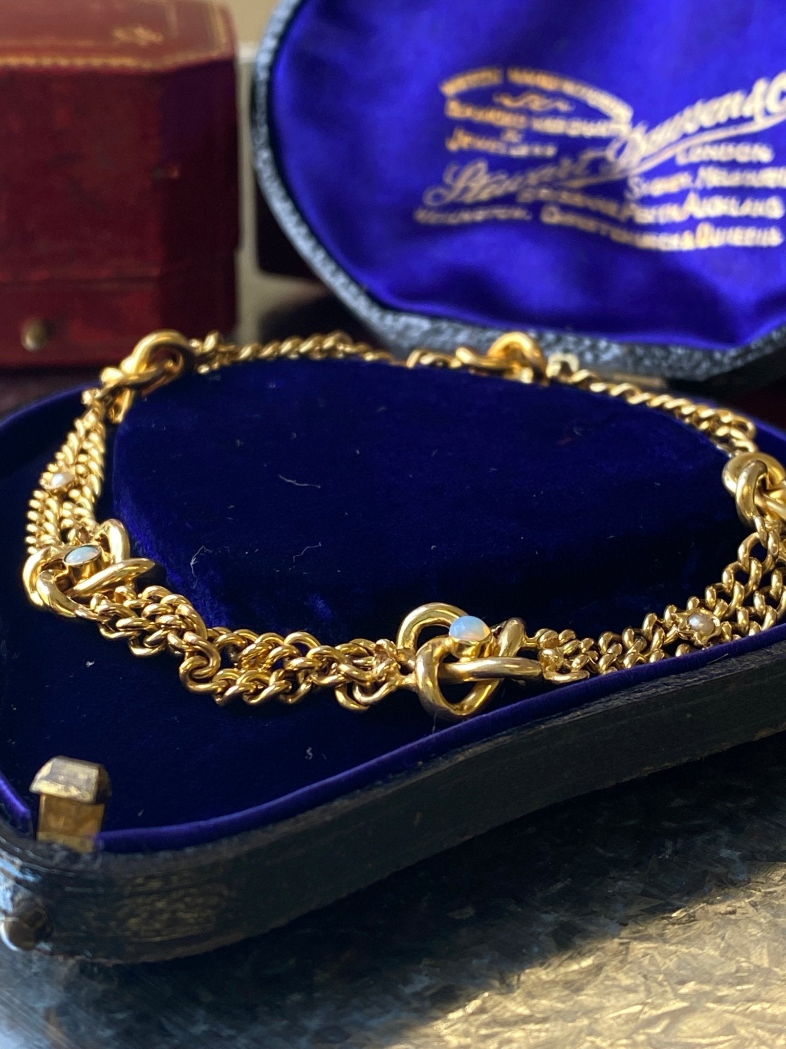 Antique Victorian Opal & Pearl Knot Bracelet