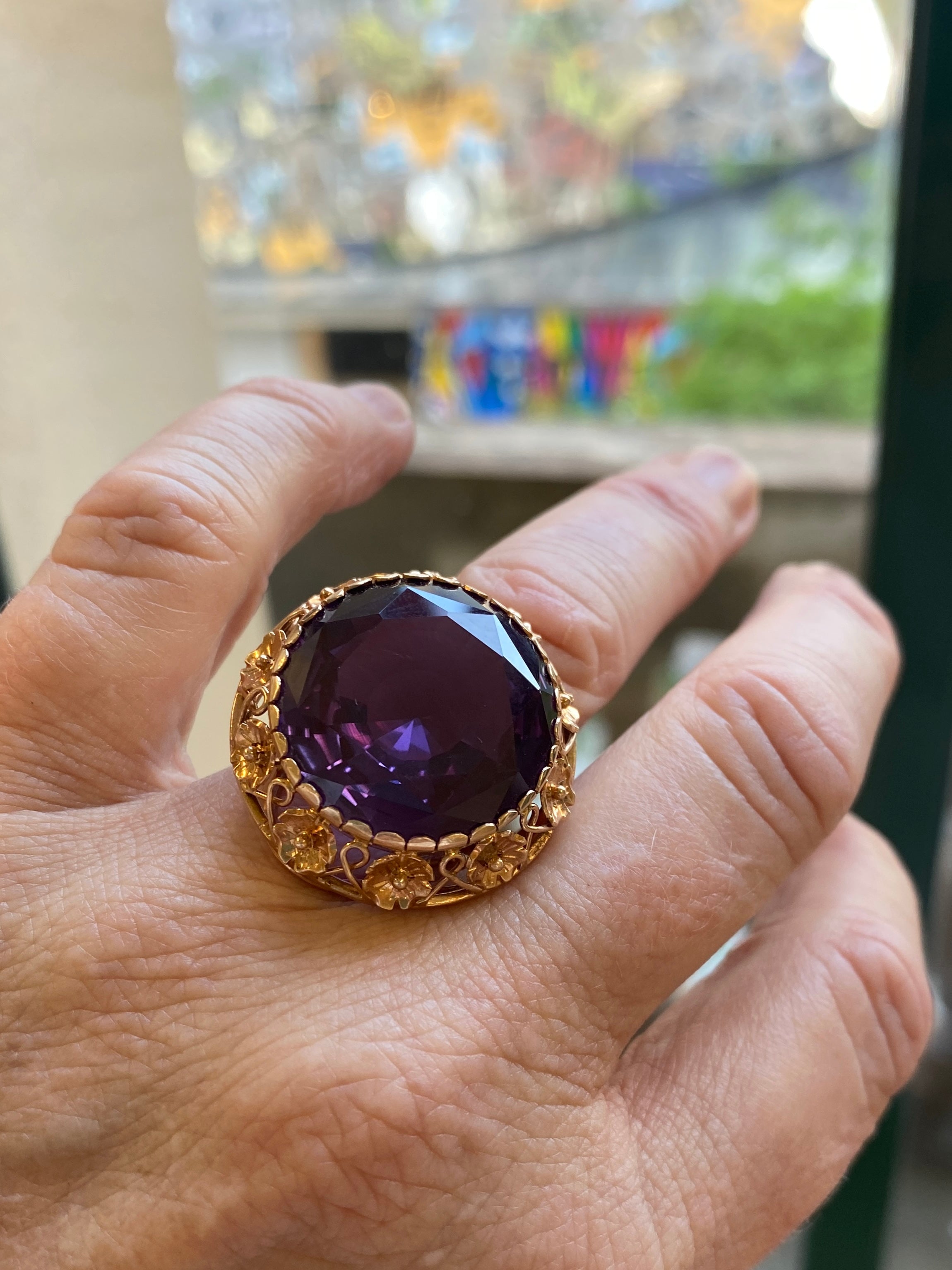 14ct European Cocktail Ring, Synthetic Corundum