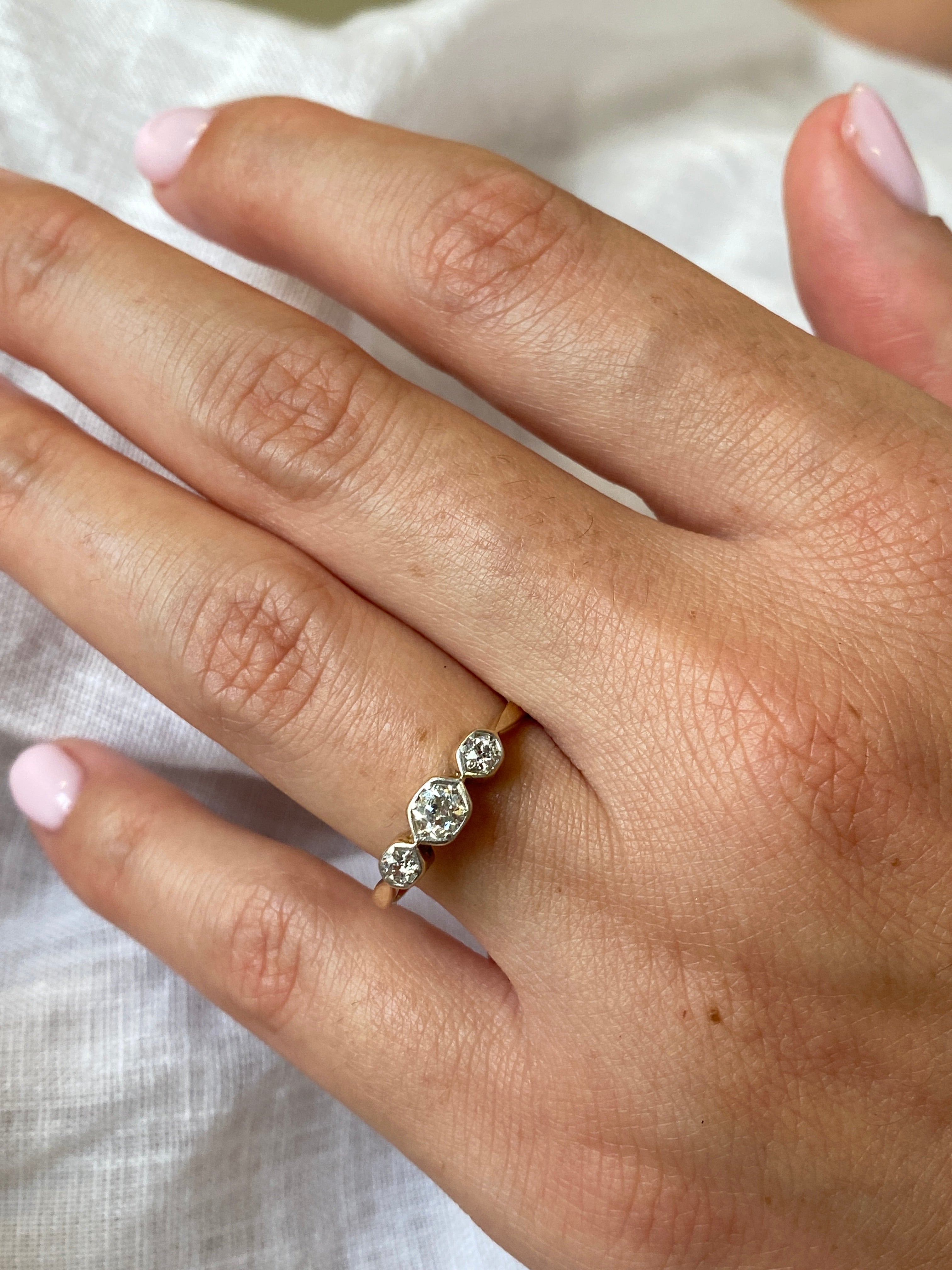 Edwardian Three Stone Diamond Engagement Ring