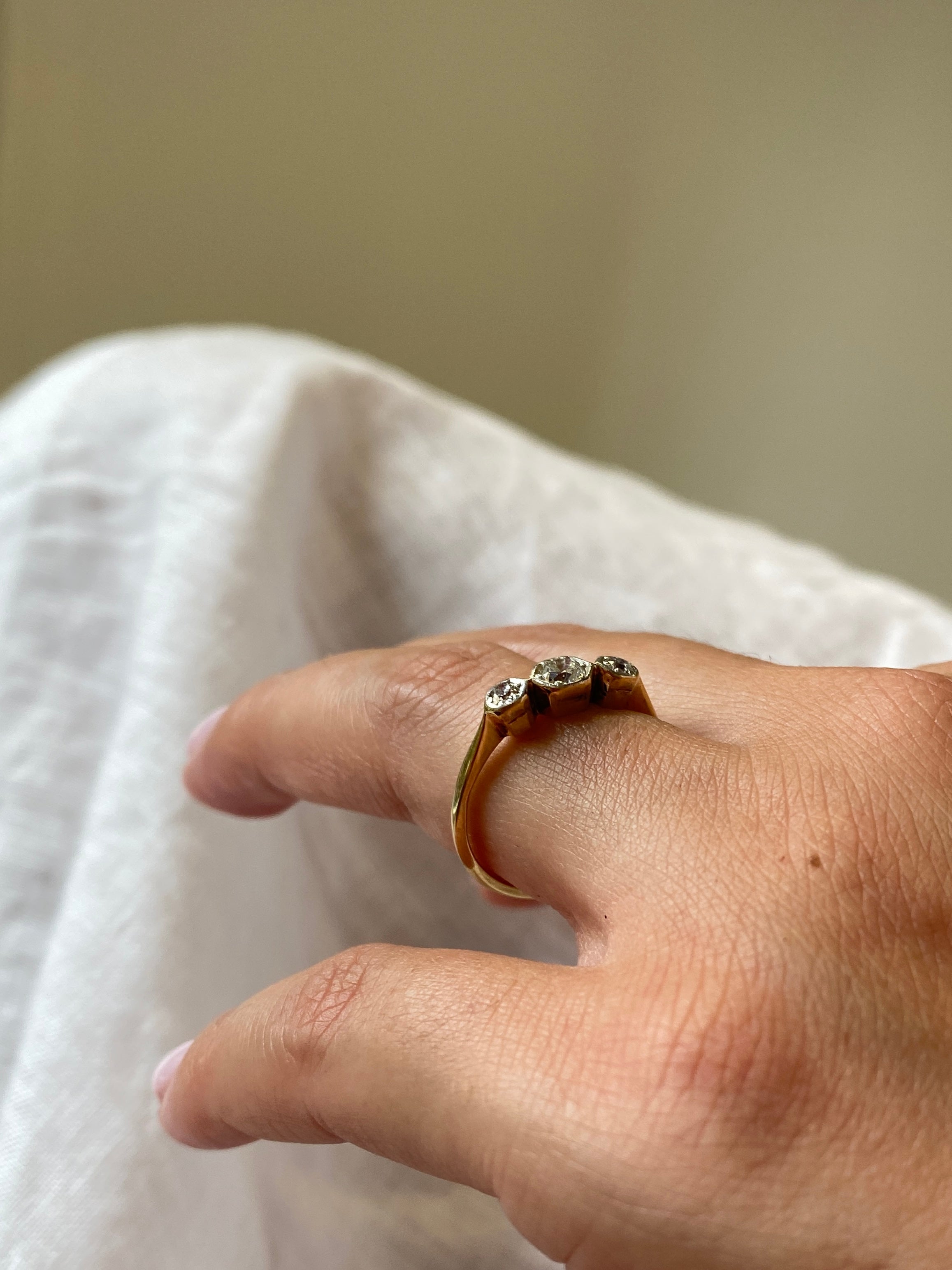Edwardian Three Stone Diamond Engagement Ring