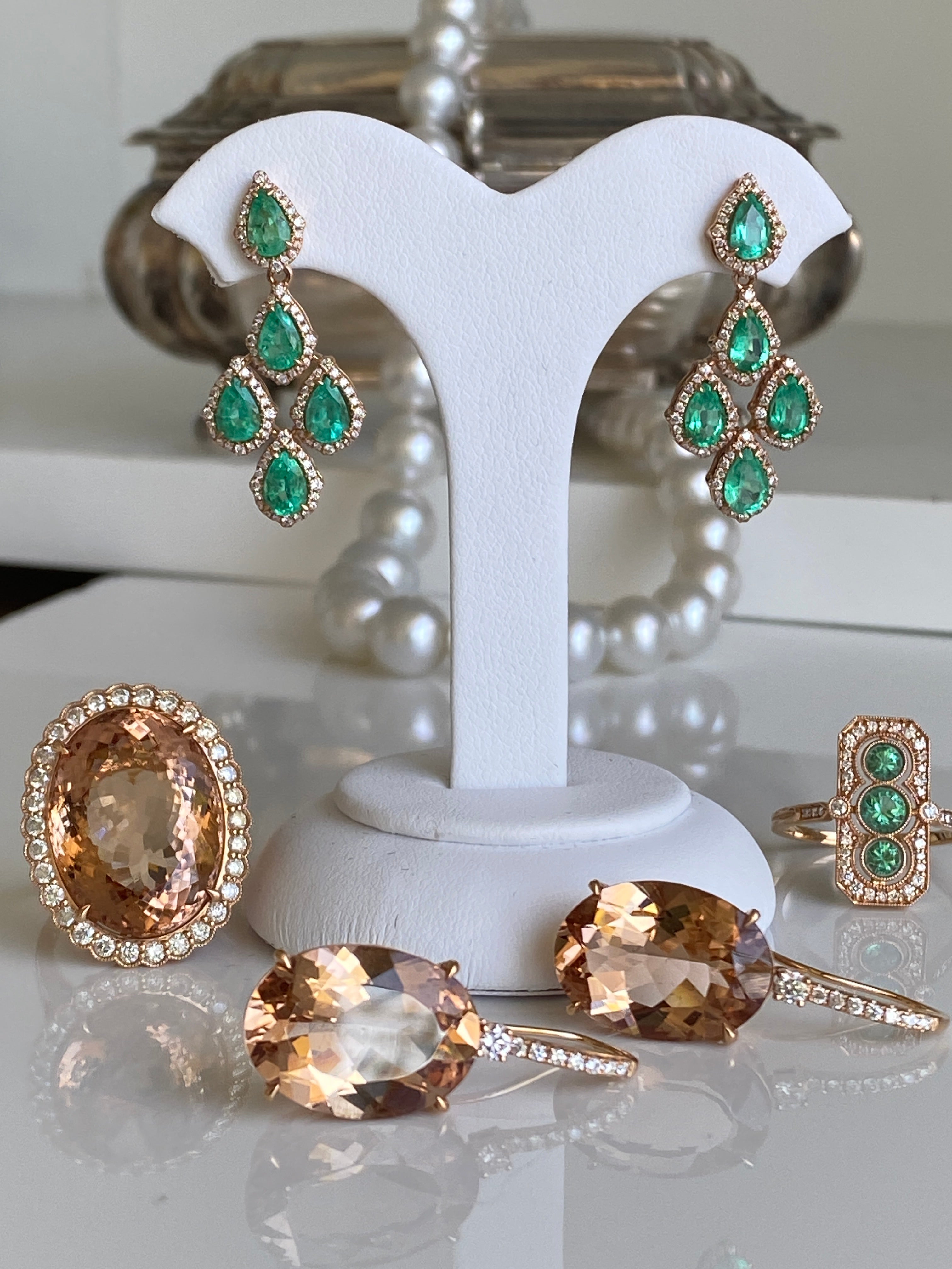 Emerald & Diamond Chandelier Earrings