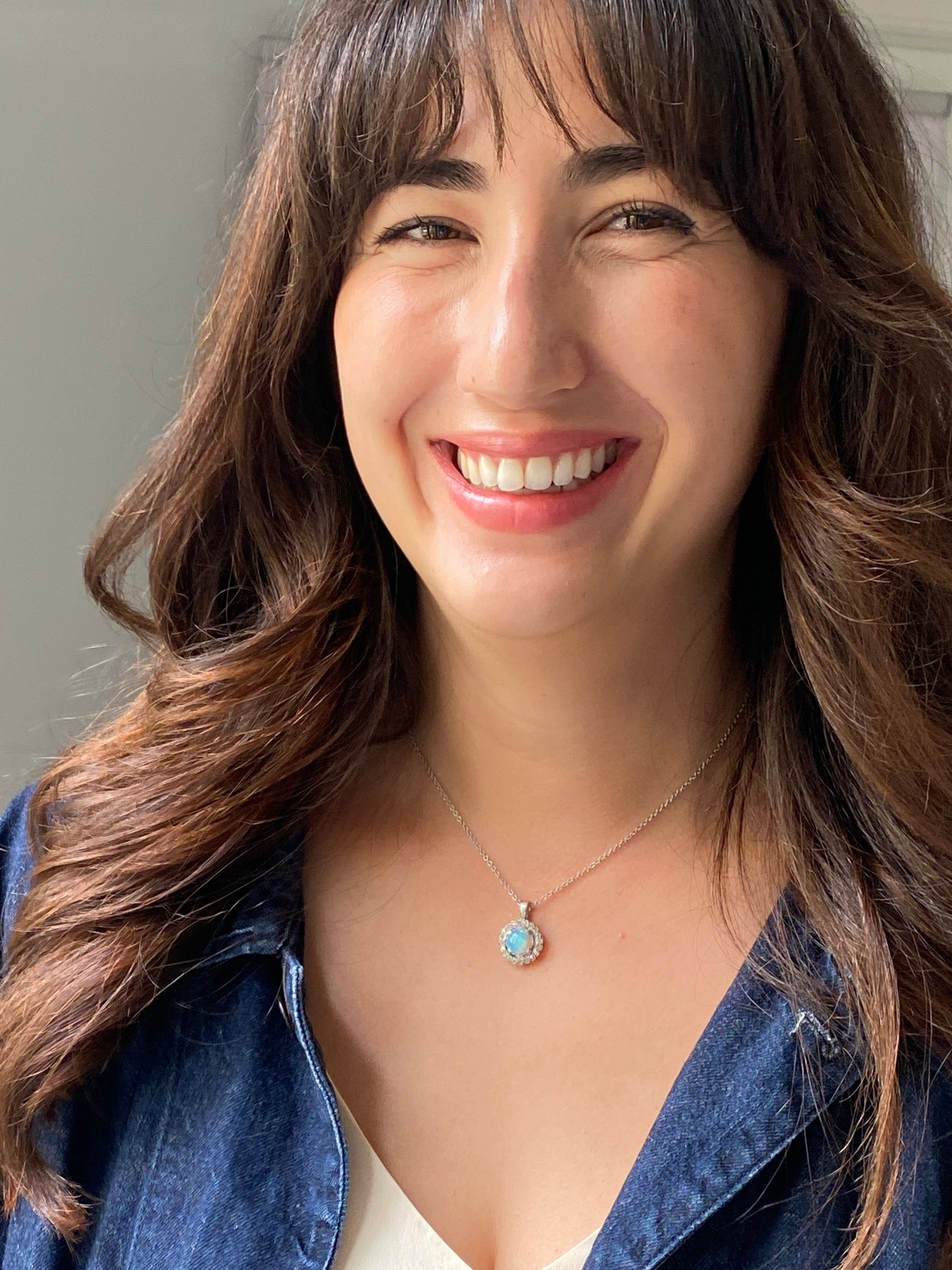 Vintage Crystal Opal & old cut Diamond Pendant 18ct